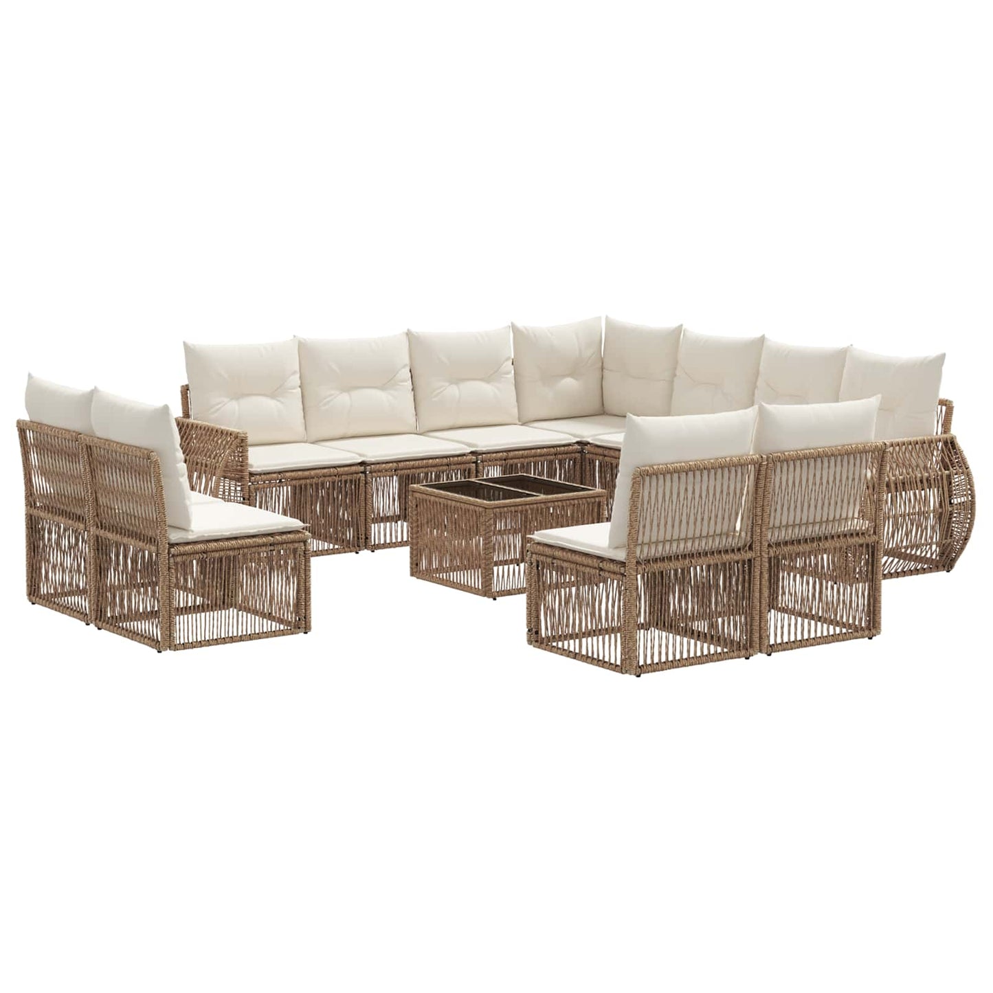 Kerti Kanapé Szett 12 pcs Beige és Krémszínű polirattan