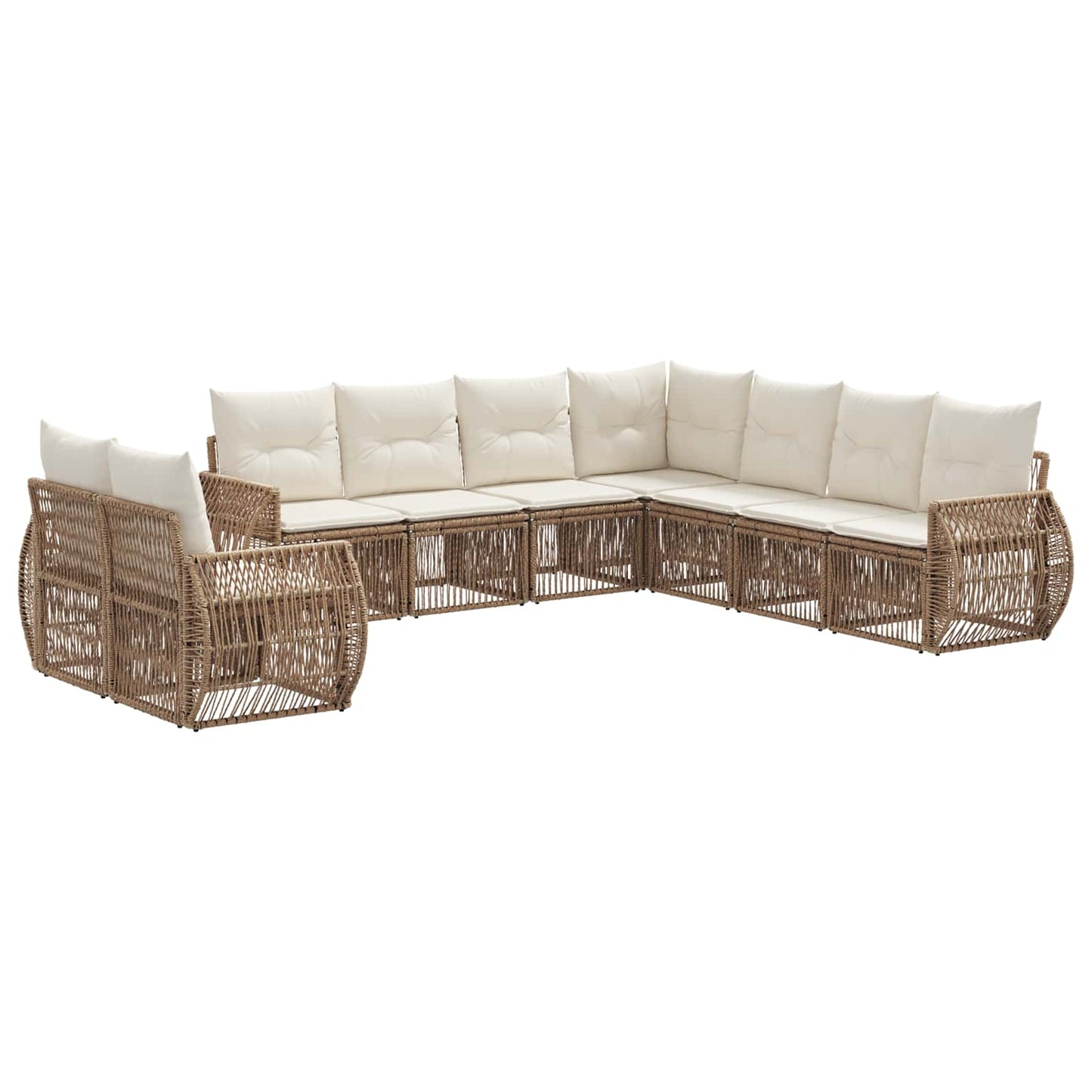 Kerti Kanapé Szett 9 pcs Beige és Krémszínű polirattan