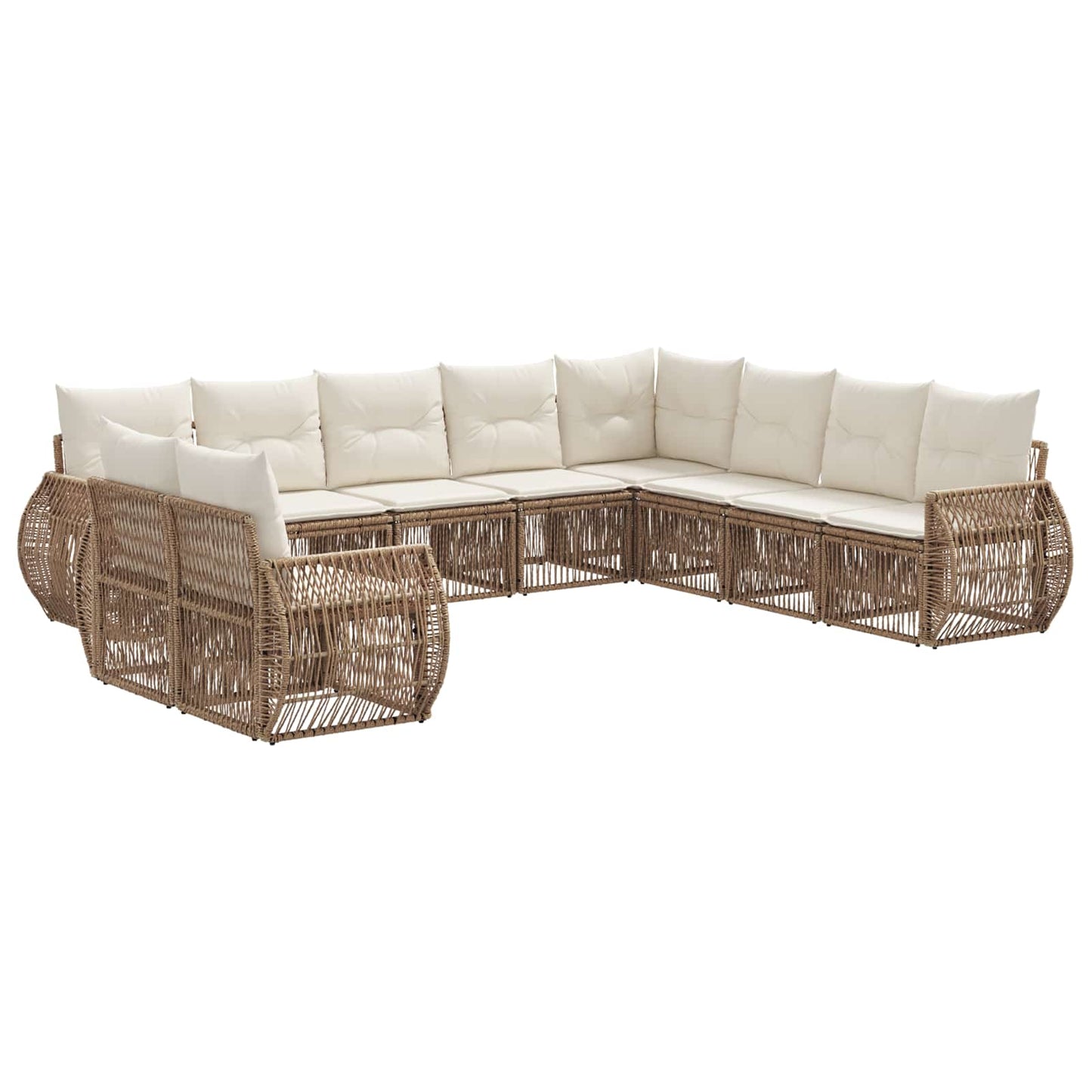 Kerti Kanapé Szett 10 pcs Beige és Krémszínű polirattan