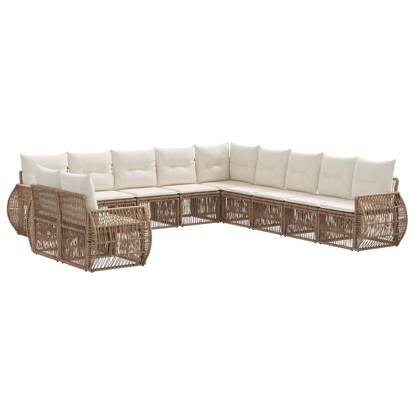 Kerti Kanapé Szett 11 pcs Beige és Krémszínű polirattan
