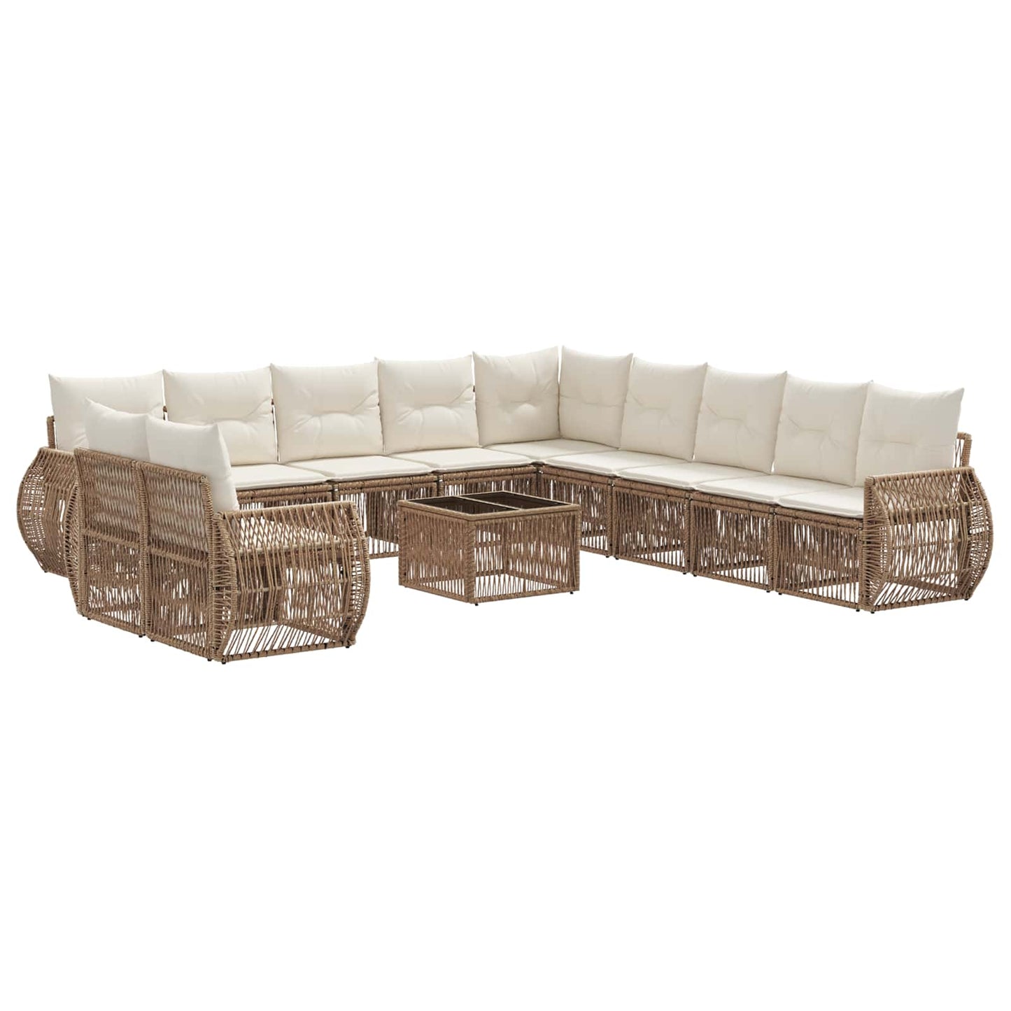 Kerti Kanapé Szett 12 pcs Beige és Krémszínű polirattan
