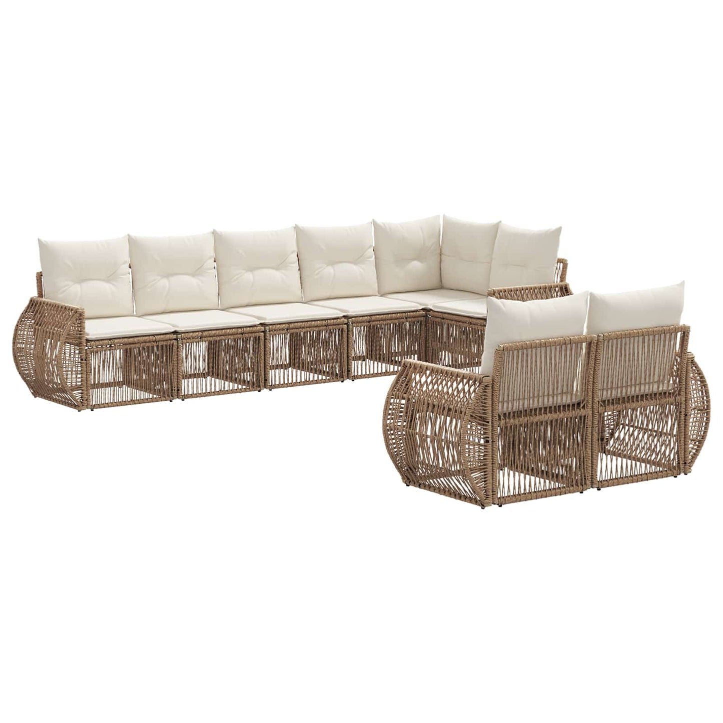 Kerti Kanapé Szett 8 pcs Beige és Krémszínű polirattan
