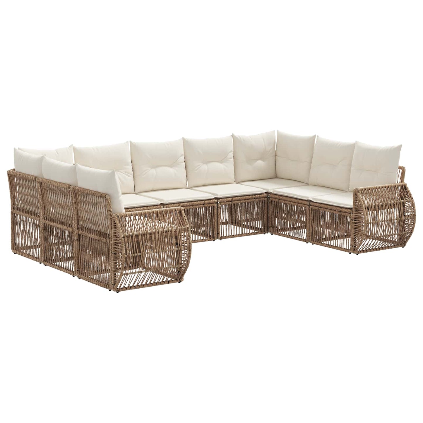 Kerti Kanapé Szett 9 pcs Beige és Krémszínű polirattan