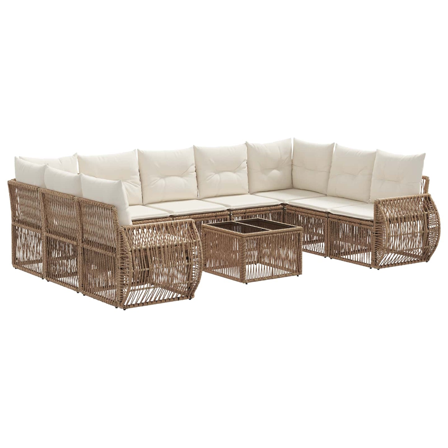 Kerti Kanapé Szett 10 pcs Beige és Krémszínű polirattan