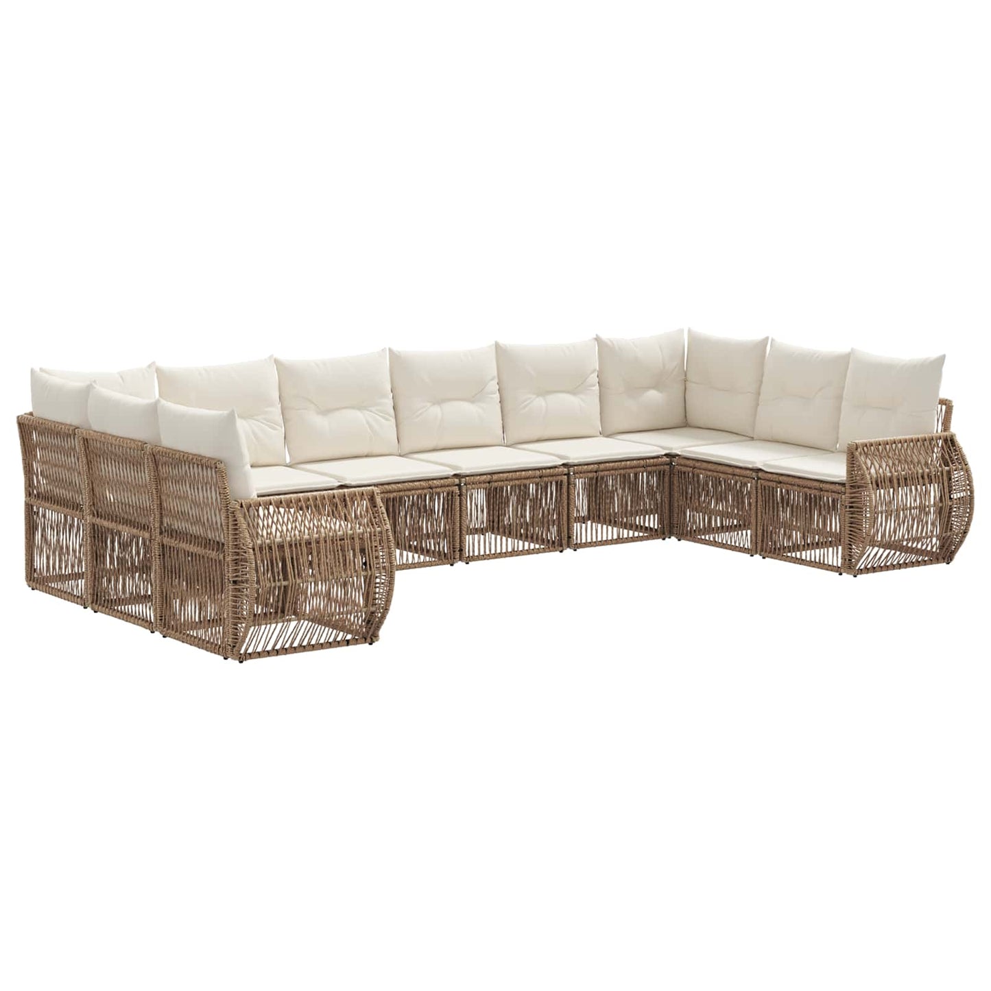 Kerti Kanapé Szett 10 pcs Beige és Krémszínű polirattan
