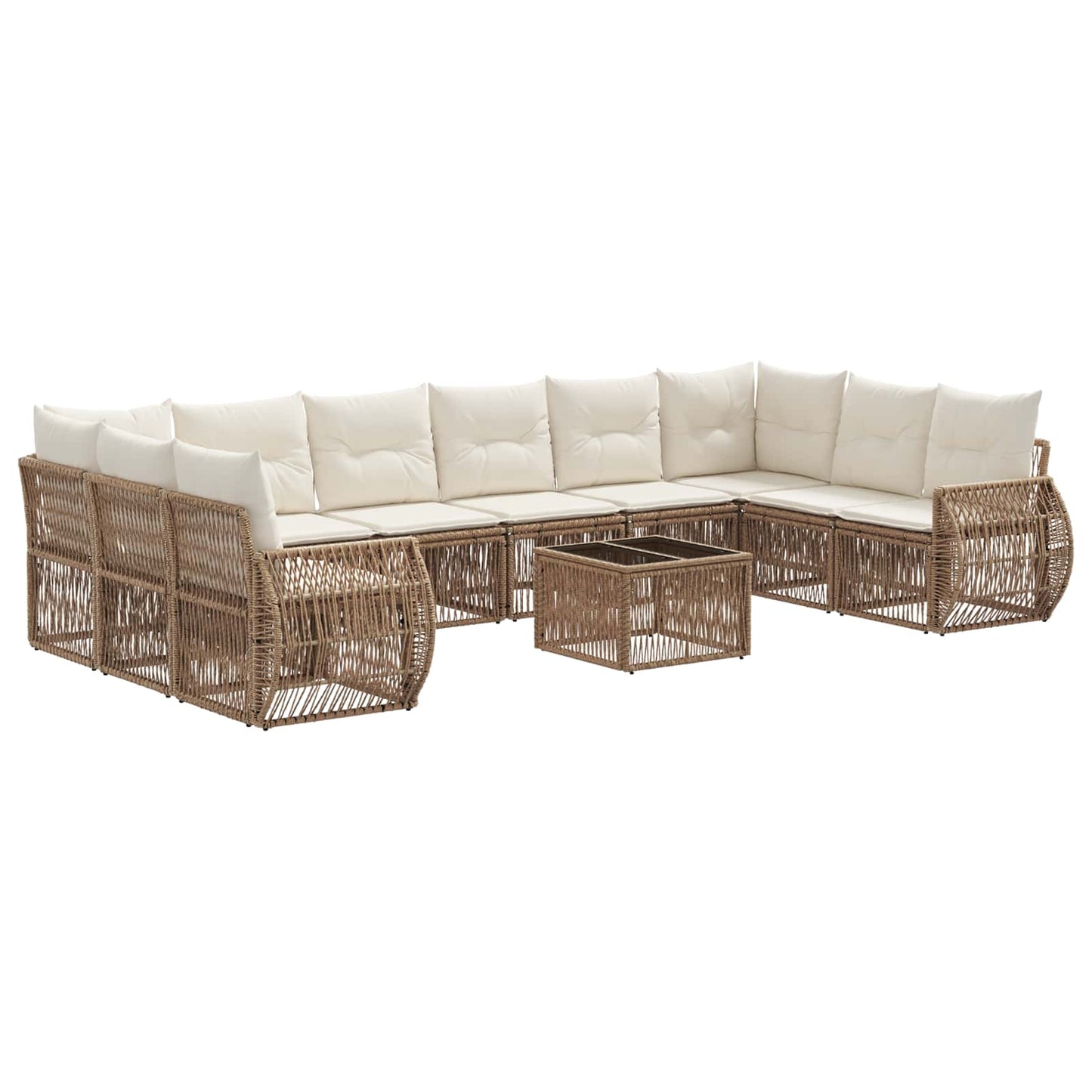 Kerti Kanapé Szett 11 pcs Beige és Krémszínű polirattan
