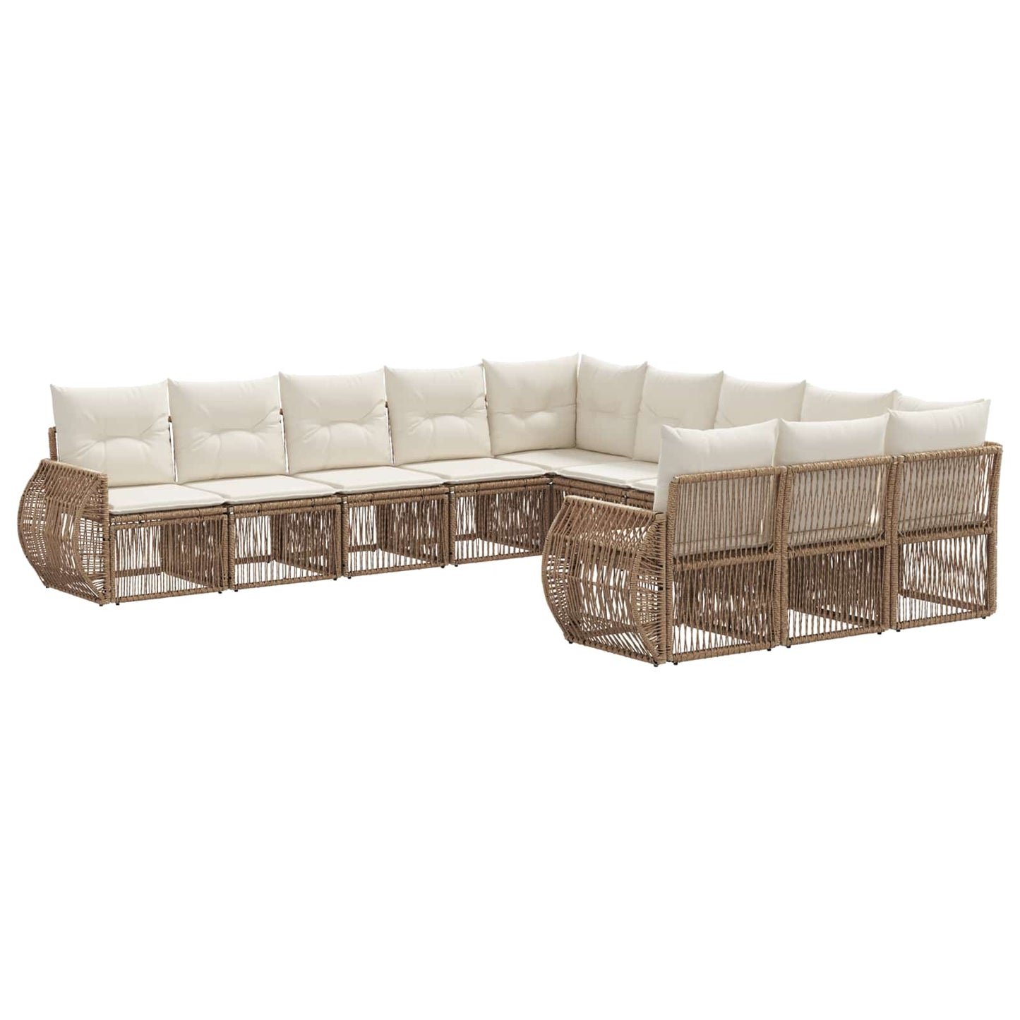 Kerti Kanapé Szett 11 pcs Beige és Krémszínű polirattan