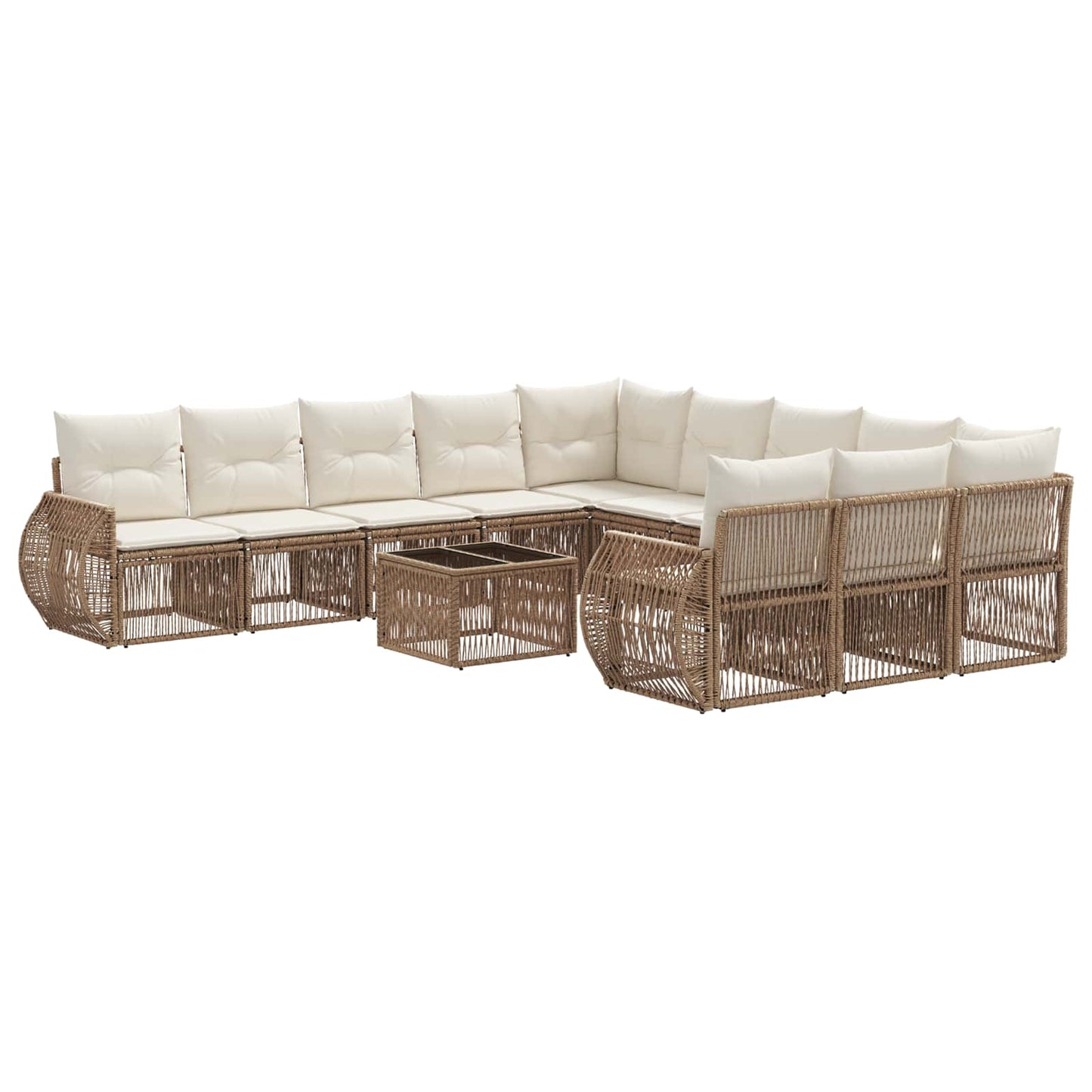 Kerti Kanapé Szett 12 pcs Beige és Krémszínű polirattan