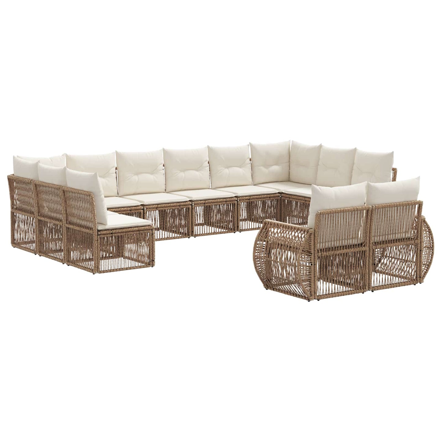 Kerti Kanapé Szett 12 pcs Beige és Krémszínű polirattan