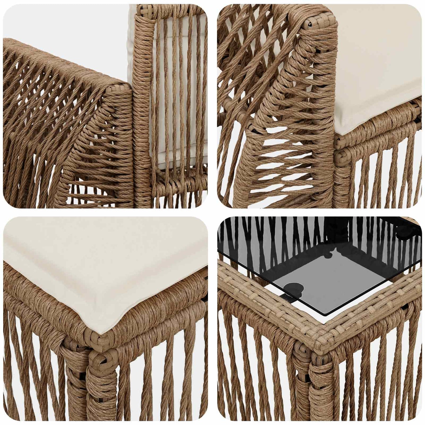 Kerti Kanapé Szett 13 pcs Beige és Krémszínű polirattan
