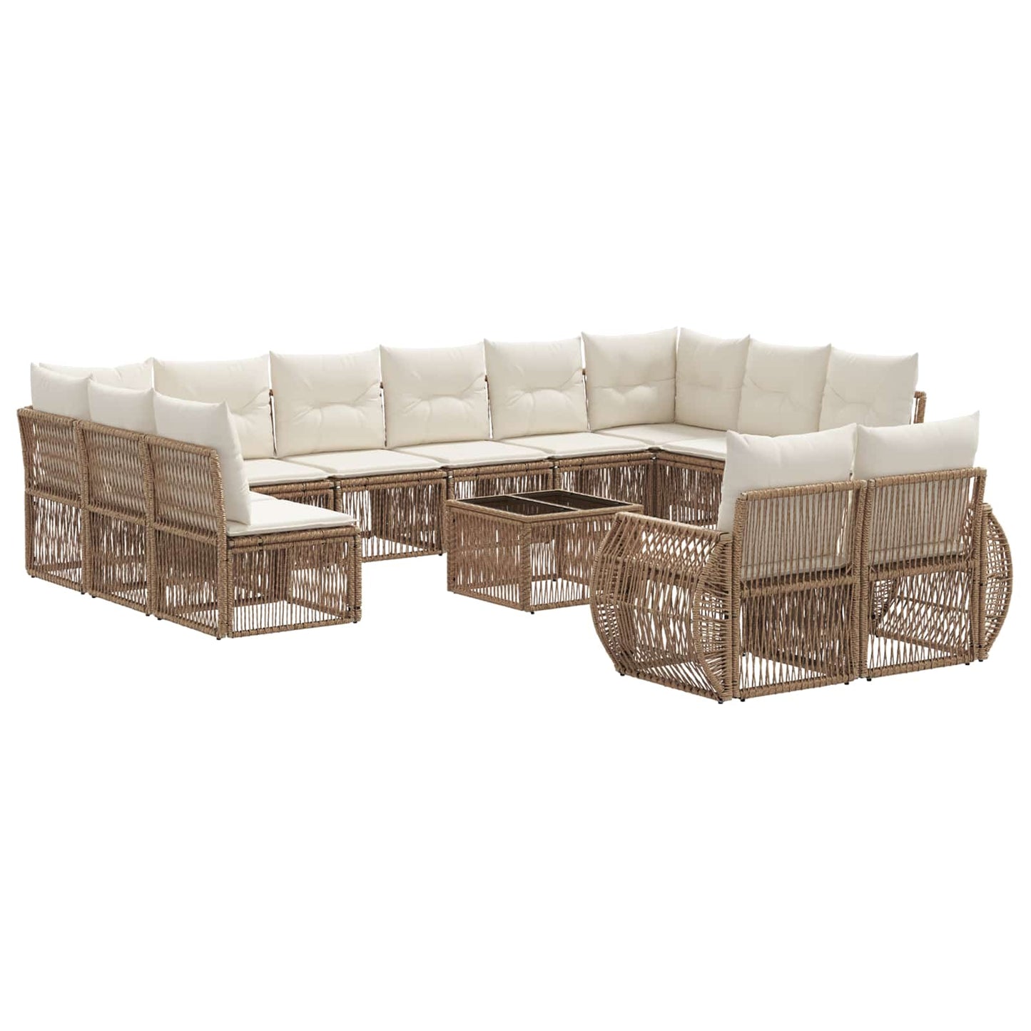 Kerti Kanapé Szett 13 pcs Beige és Krémszínű polirattan