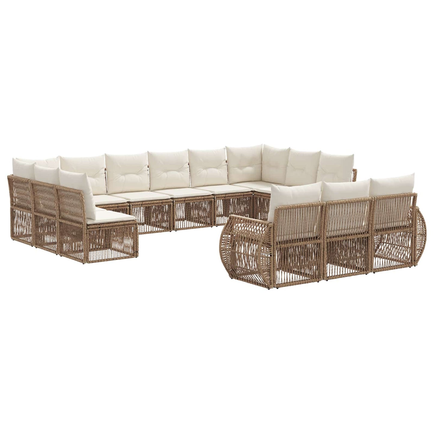 Kerti Kanapé Szett 13 pcs Beige és Krémszínű polirattan