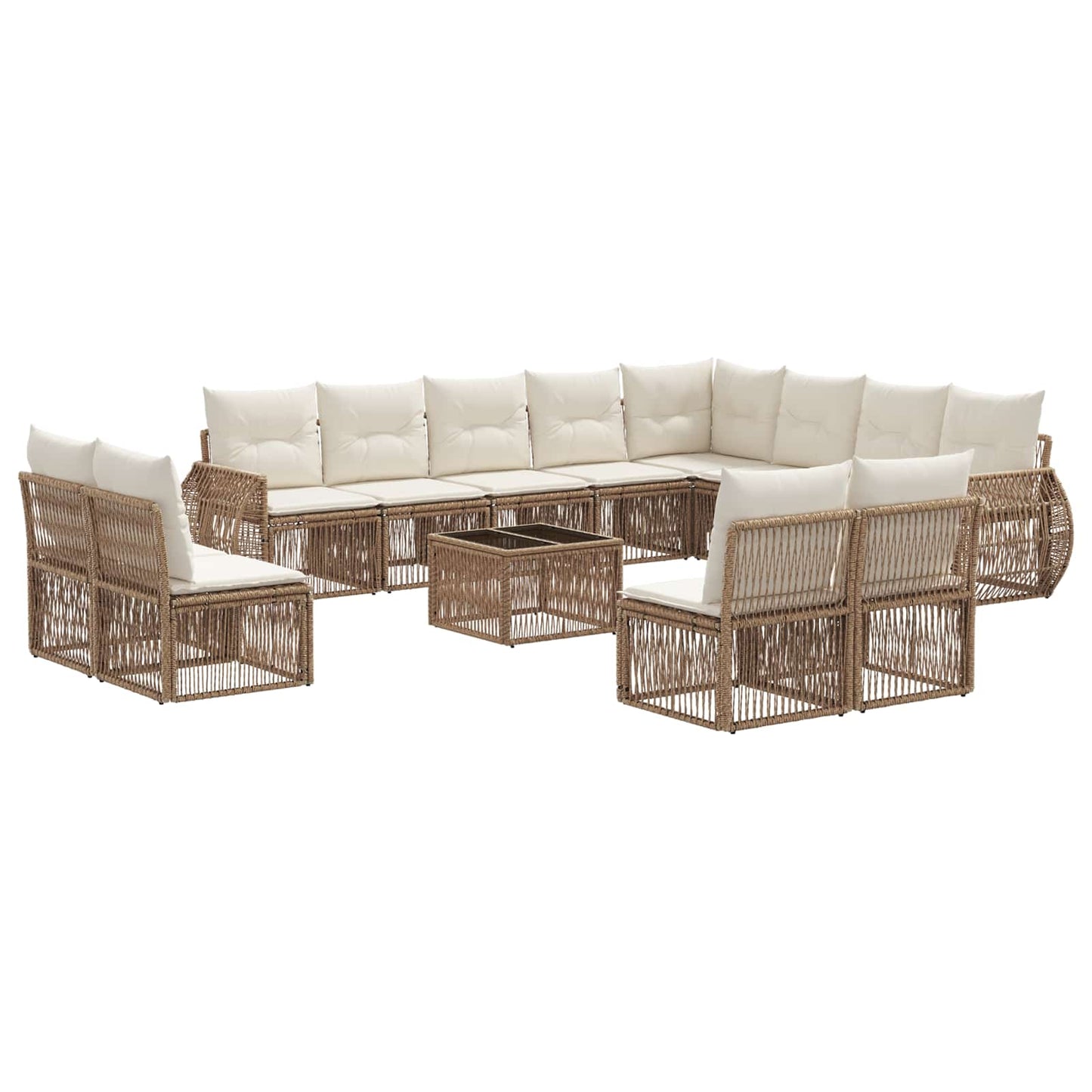 Kerti Kanapé Szett 13 pcs Beige és Krémszínű polirattan