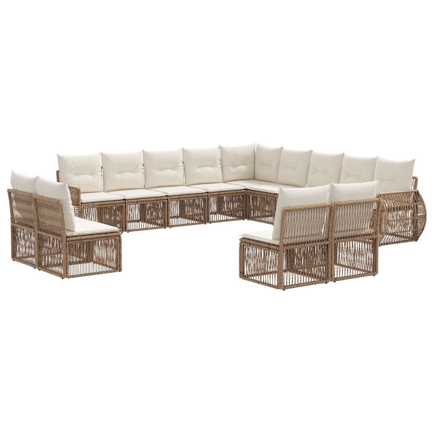 Kerti Kanapé Szett 13 pcs Beige és Krémszínű polirattan