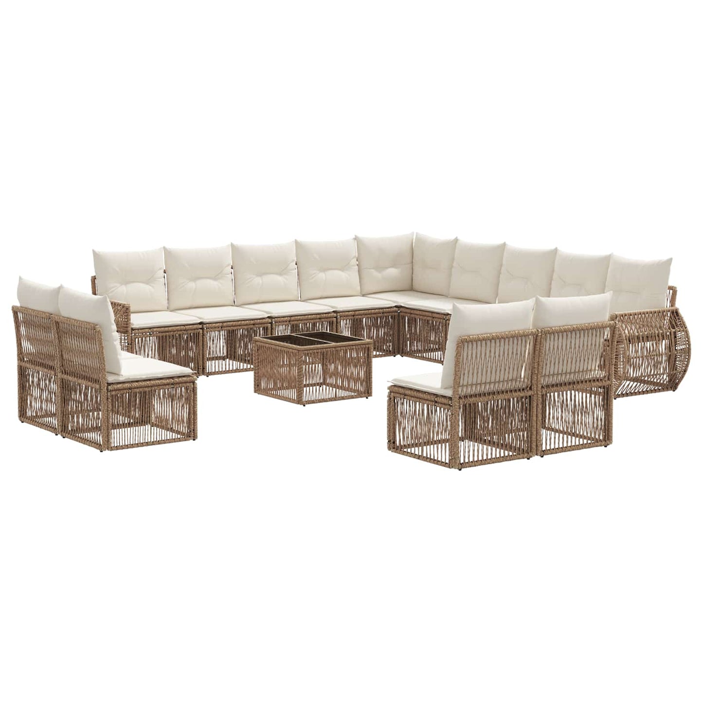 Kerti Kanapé Szett 14 pcs Beige és Krémszínű polirattan