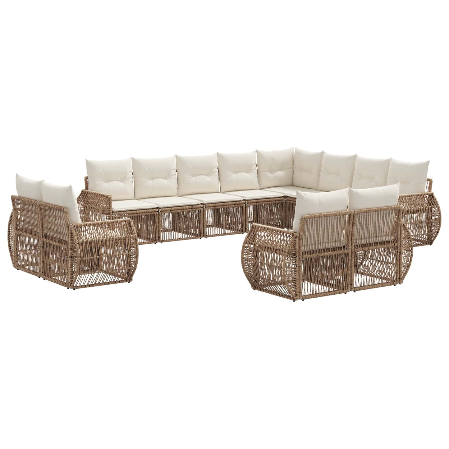 Kerti Kanapé Szett 12 pcs Beige és Krémszínű polirattan