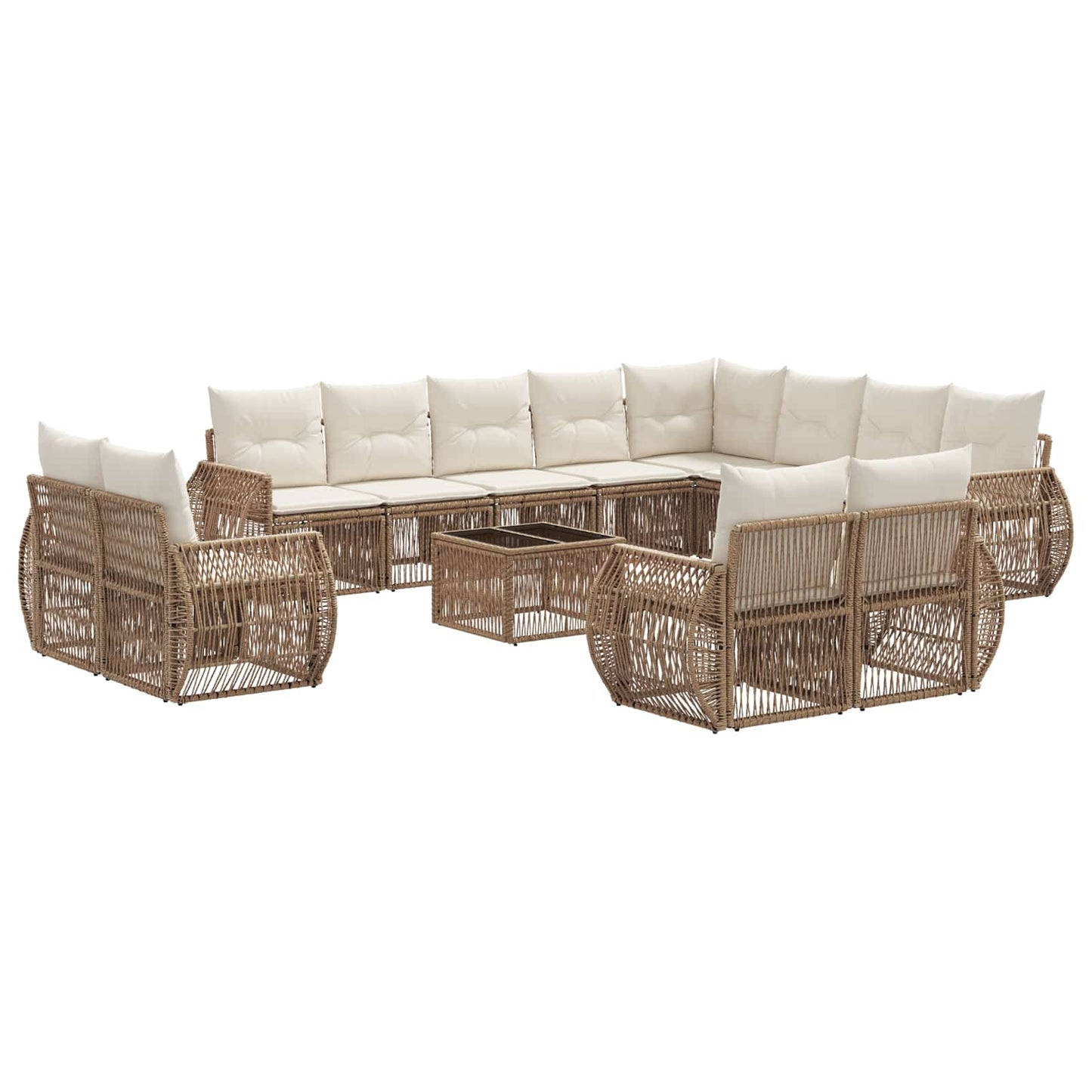 Kerti Kanapé Szett 13 pcs Beige és Krémszínű polirattan