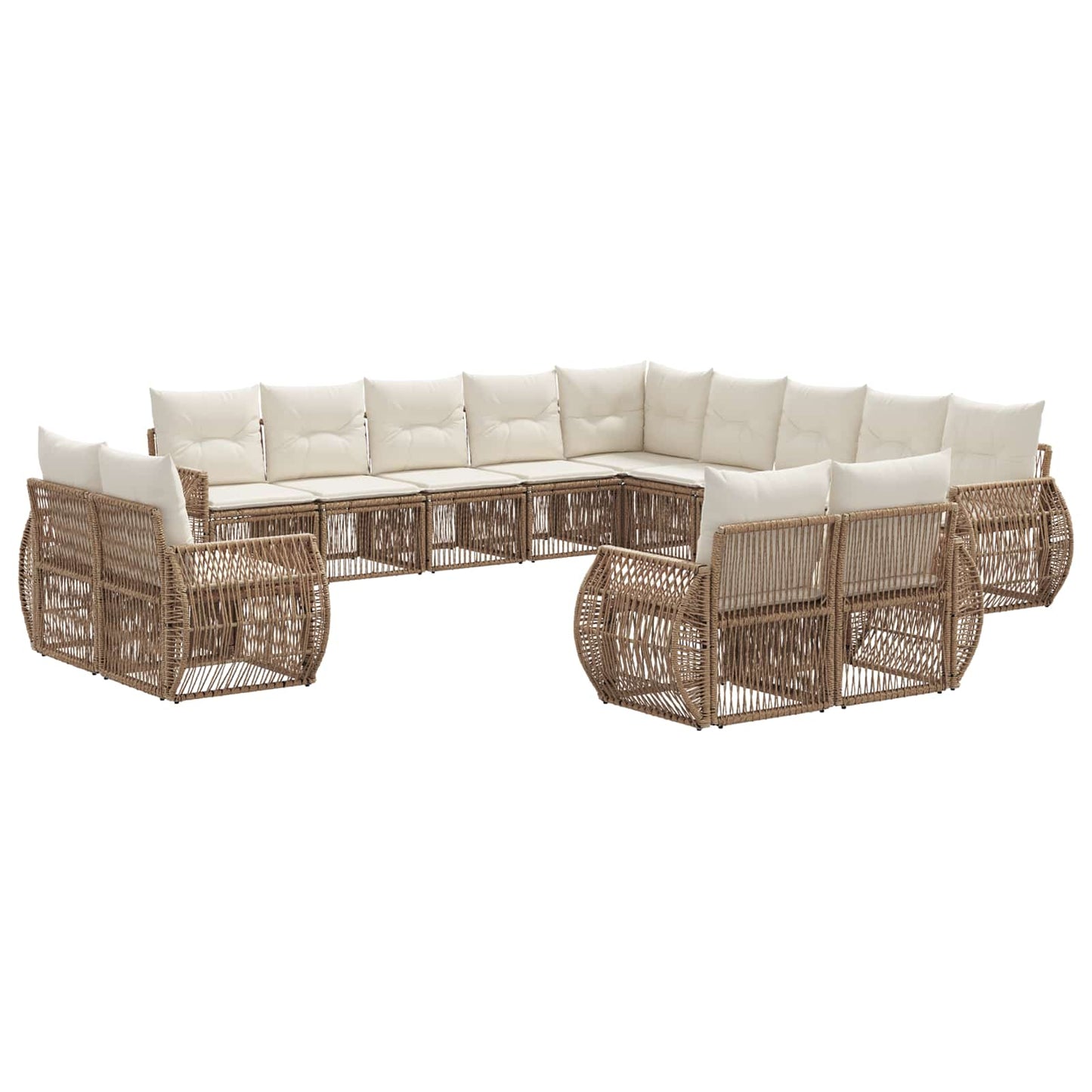 Kerti Kanapé Szett 13 pcs Beige és Krémszínű polirattan