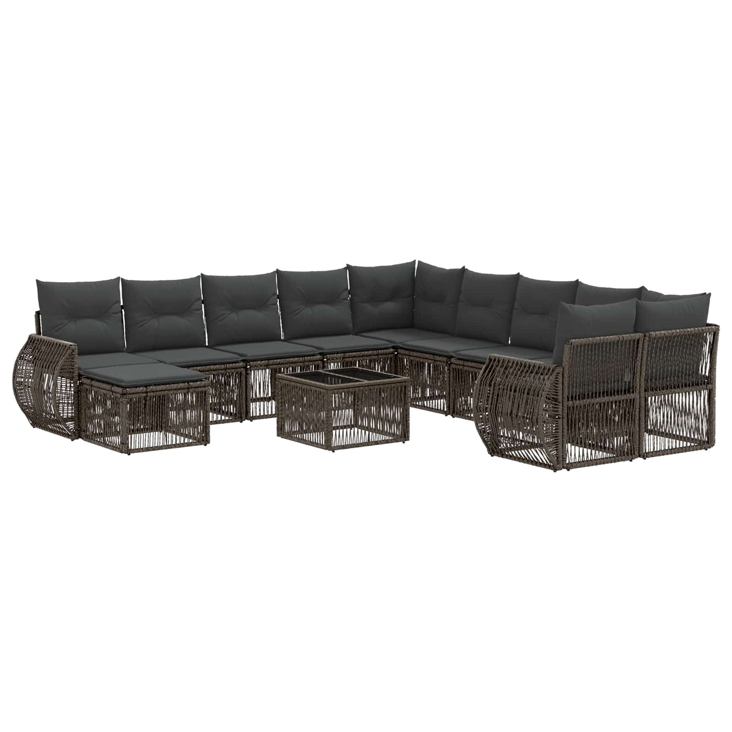Kerti Kanapé Szett 12 pcs Szürke polirattan