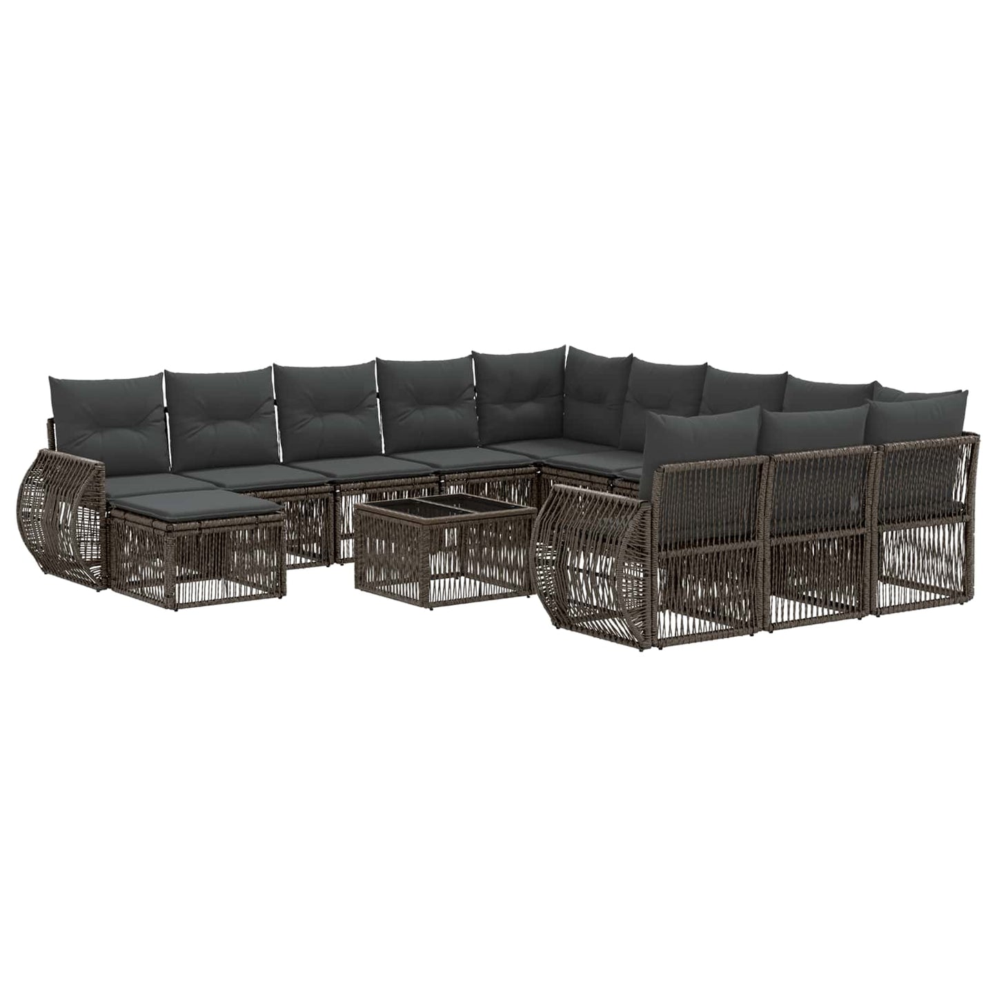 Kerti Kanapé Szett 13 pcs Szürke polirattan