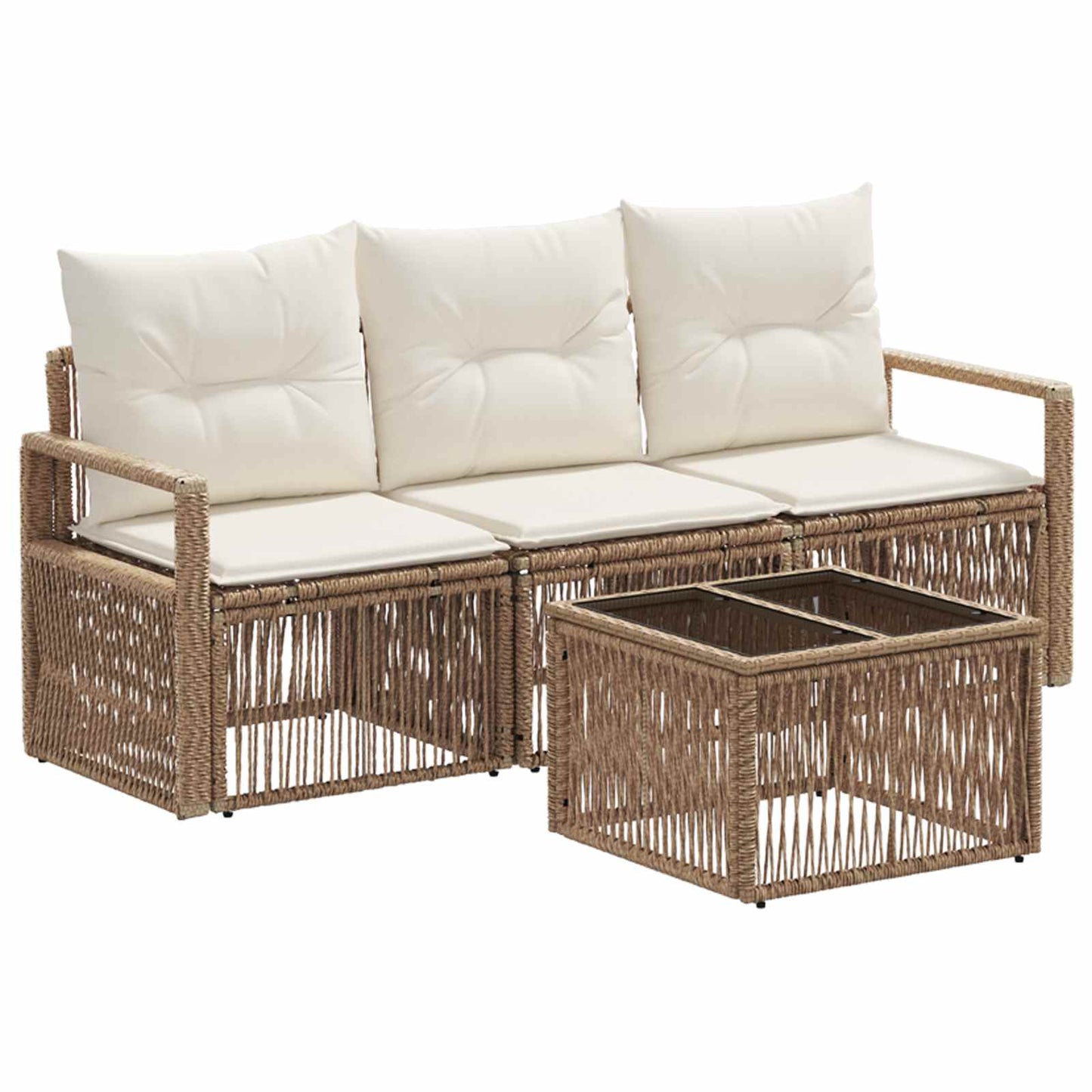 Kerti Kanapé Szett 4 pcs Bézs polirattan