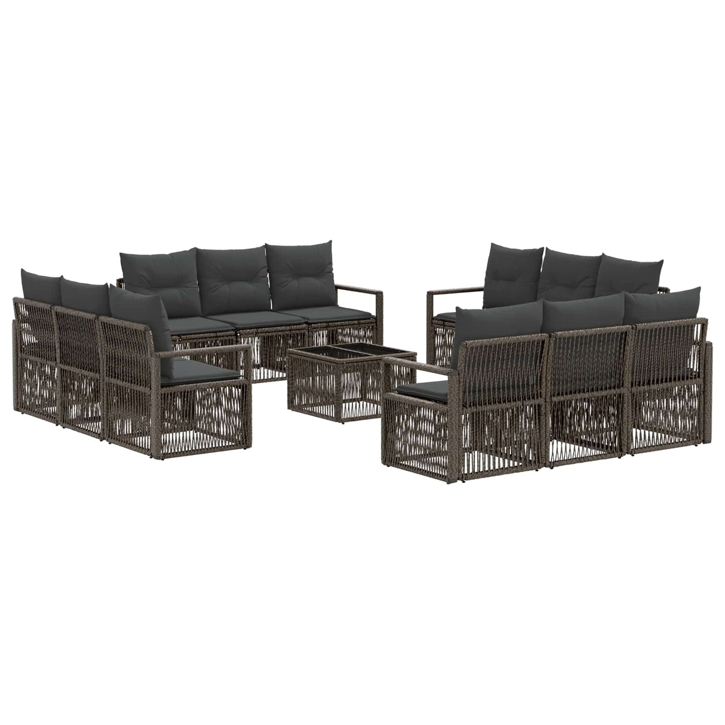 Kerti Kanapé Szett 13 pcs Szürke polirattan