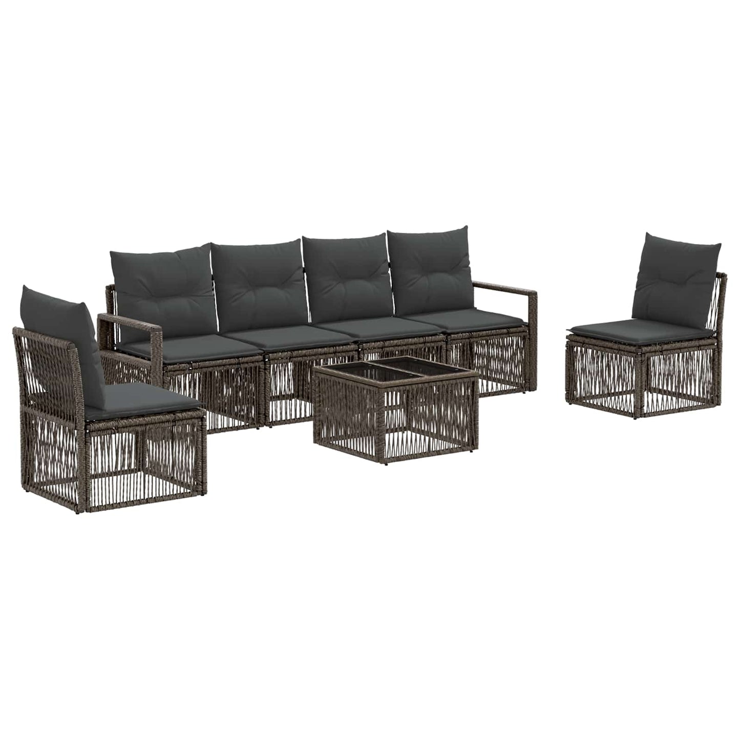Kerti Kanapé Szett 7 pcs Szürke polirattan
