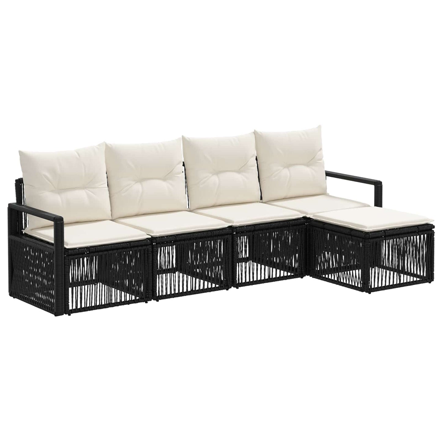 Kerti Kanapé Szett 4 pcs Fekete polirattan
