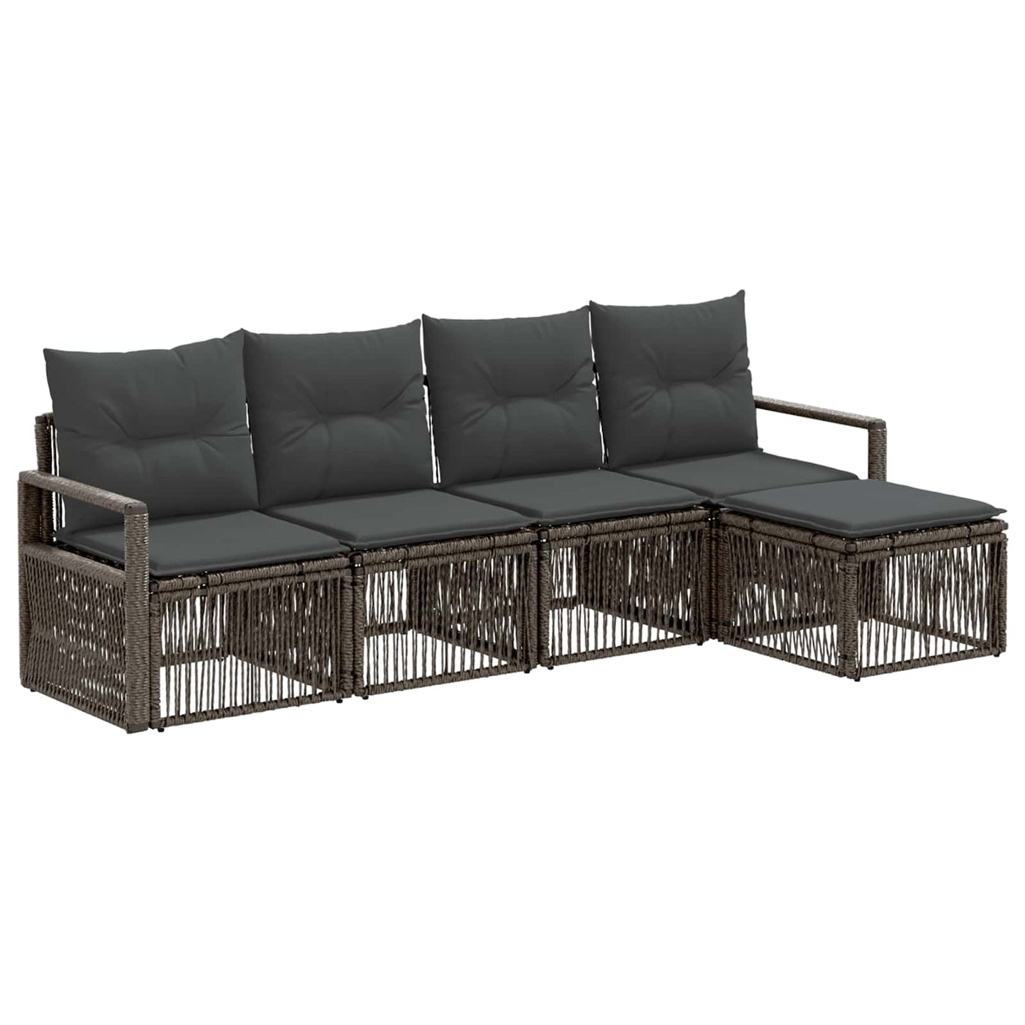 Kerti Kanapé Szett 4 pcs Szürke polirattan