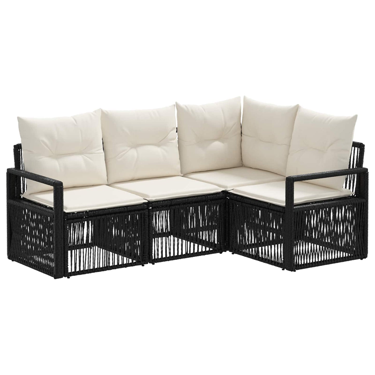 Kerti Kanapé Szett 4 pcs Fekete polirattan