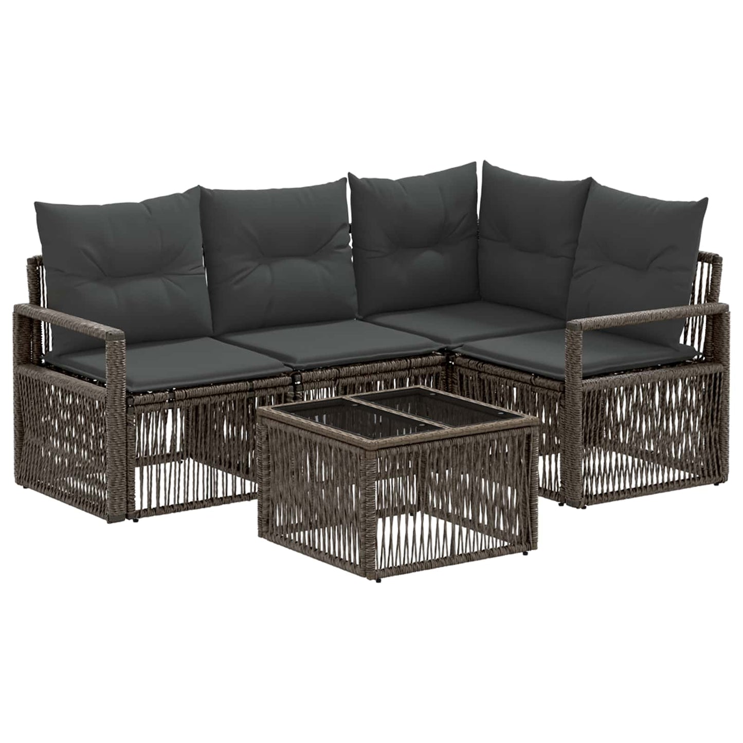 Kerti Kanapé Szett 5 pcs Szürke polirattan