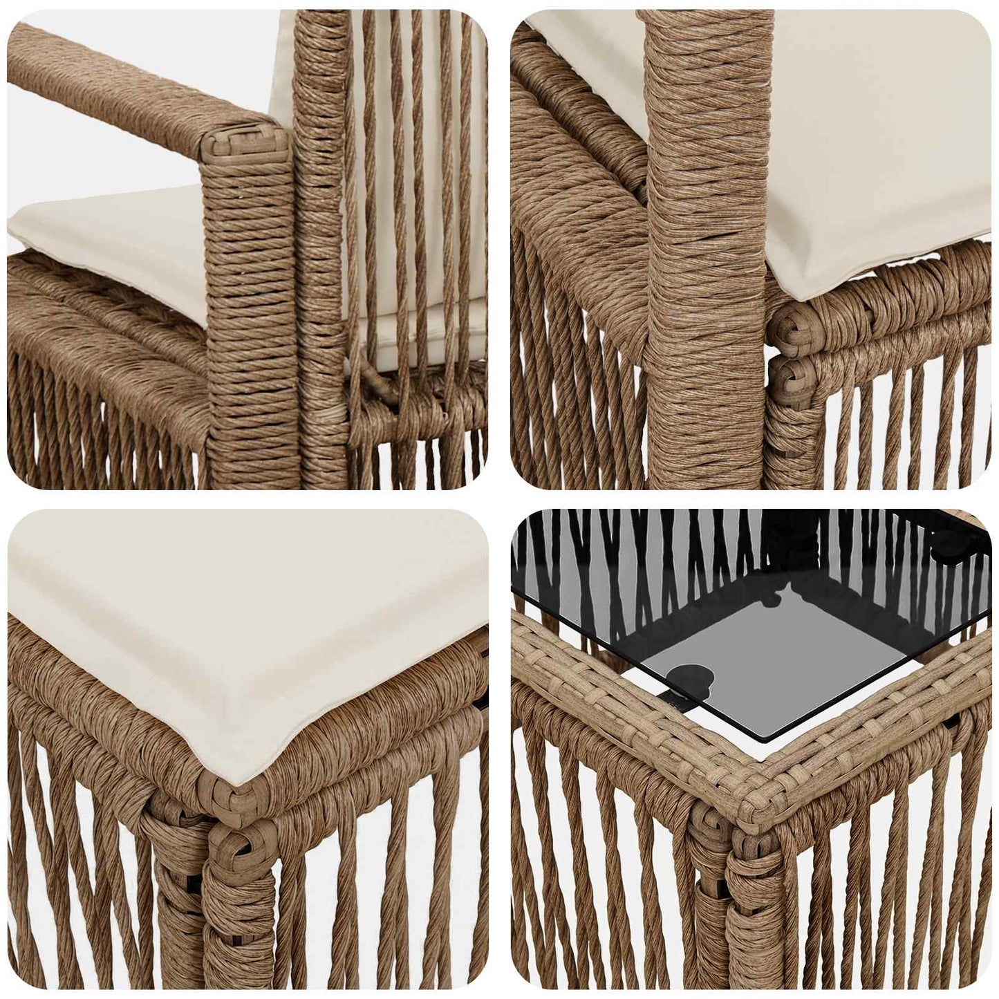 Kerti Kanapé Szett 5 pcs Bézs polirattan