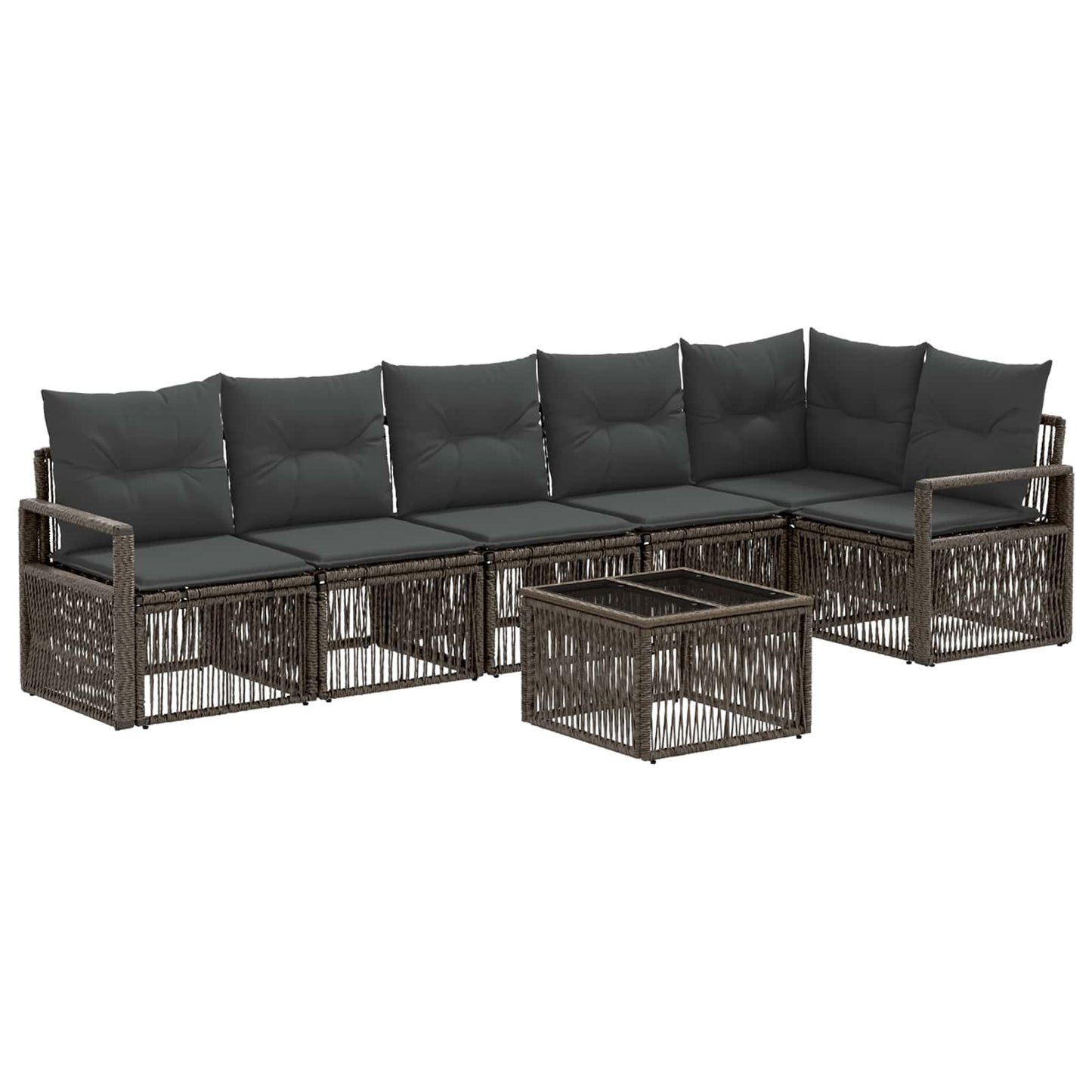 Kerti Kanapé Szett 7 pcs Szürke polirattan