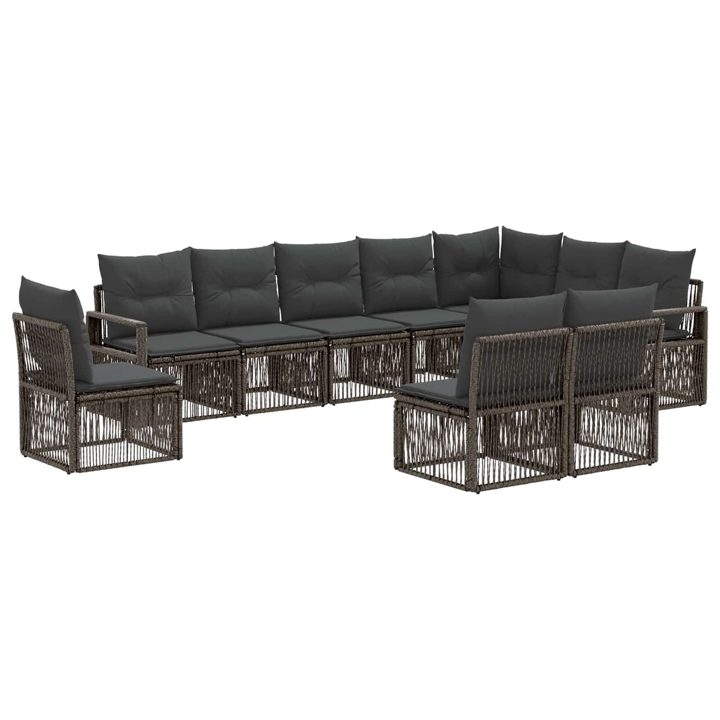 Kerti Kanapé Szett 10 pcs Szürke polirattan