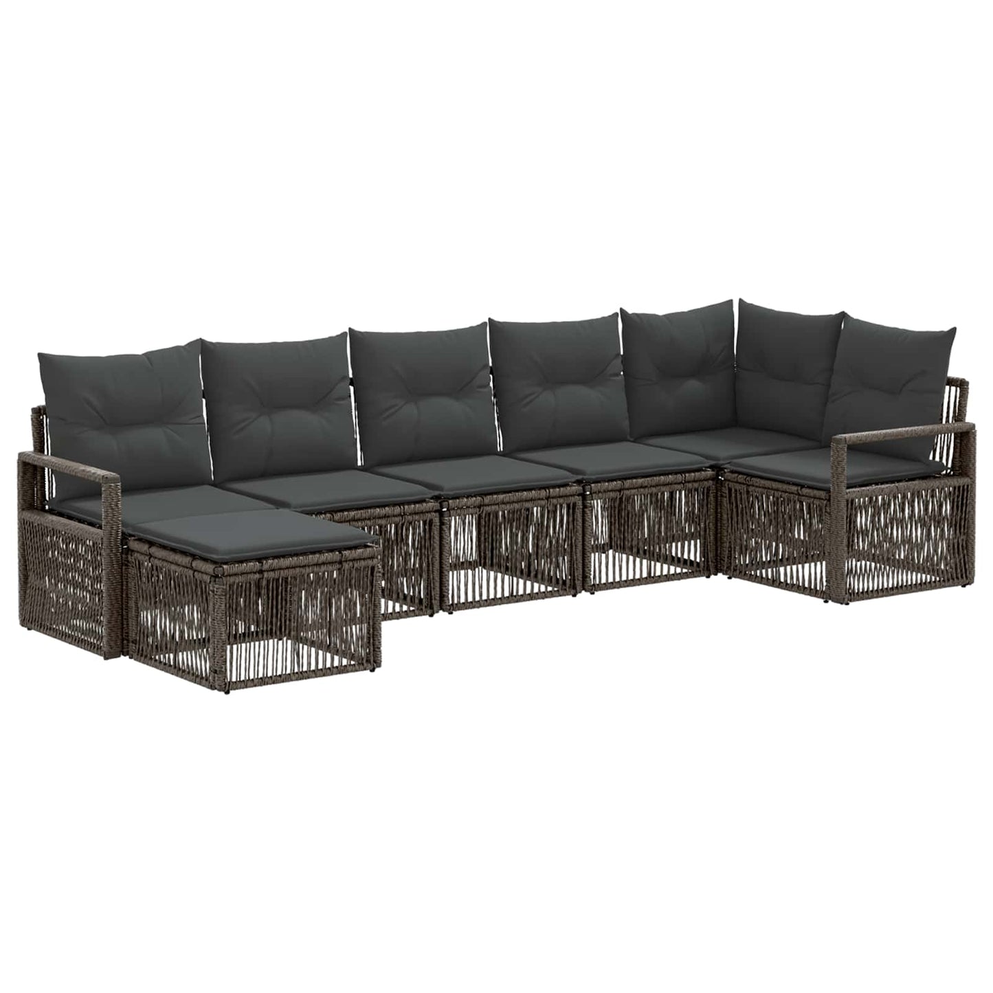 Kerti Kanapé Szett 7 pcs Szürke polirattan