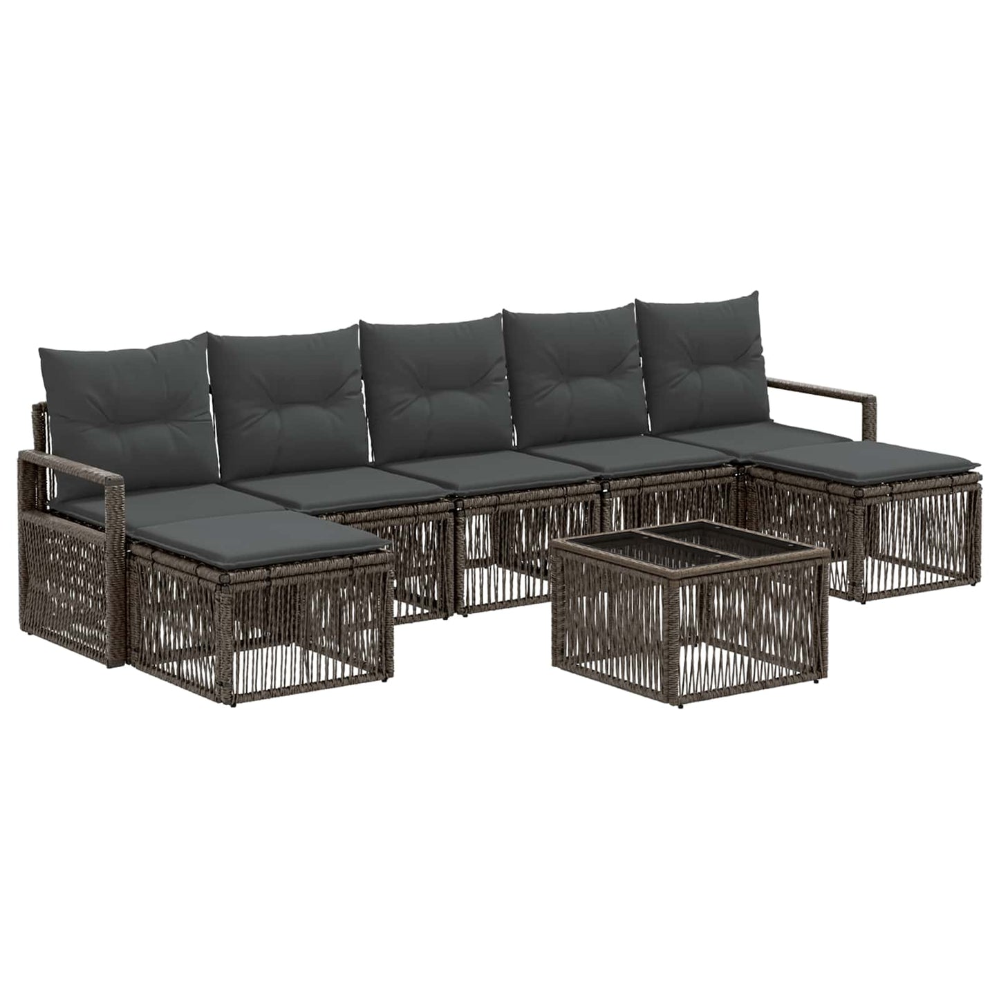 Kerti Kanapé Szett 8 pcs Szürke polirattan