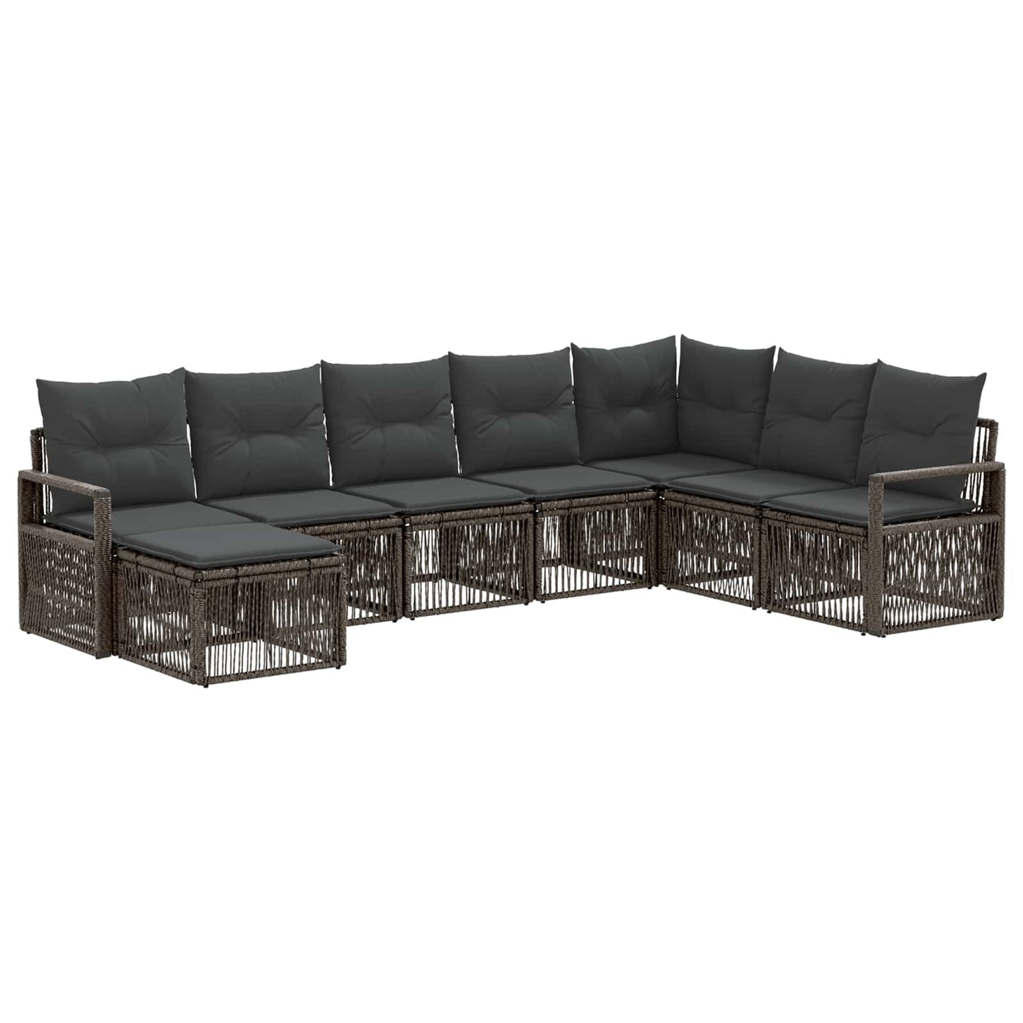 Kerti Kanapé Szett 8 pcs Szürke polirattan