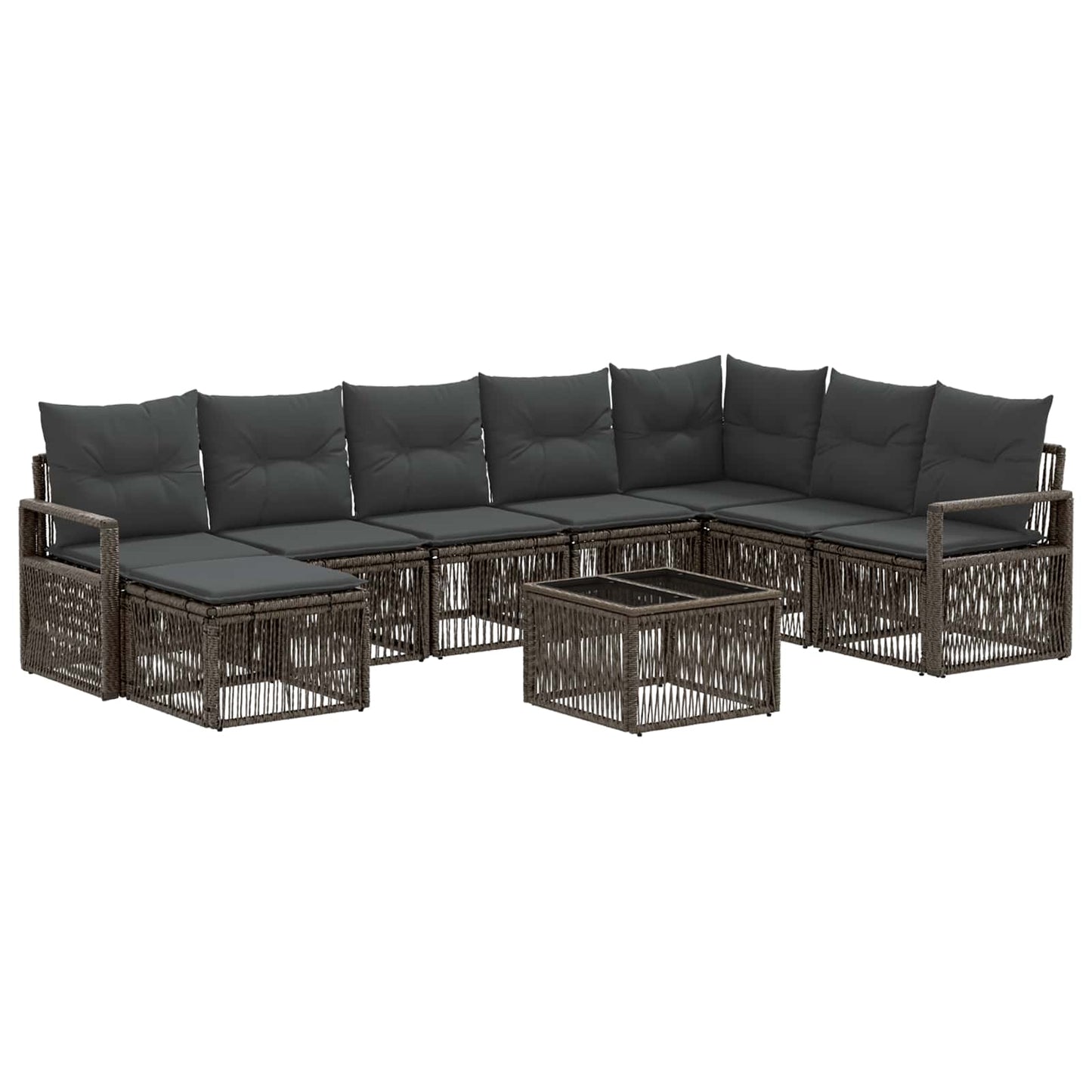 Kerti Kanapé Szett 9 pcs Szürke polirattan