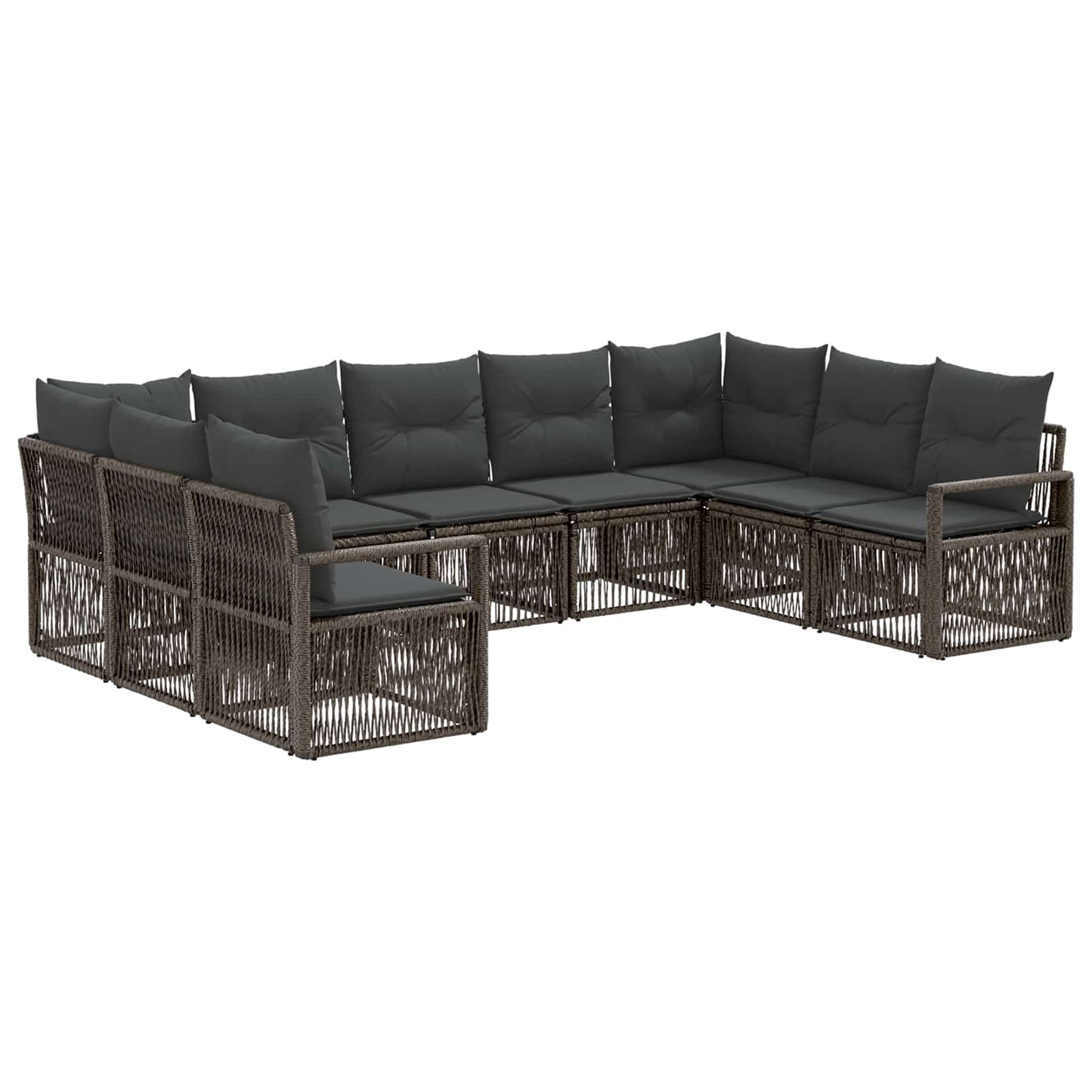 Kerti Kanapé Szett 9 pcs Szürke polirattan