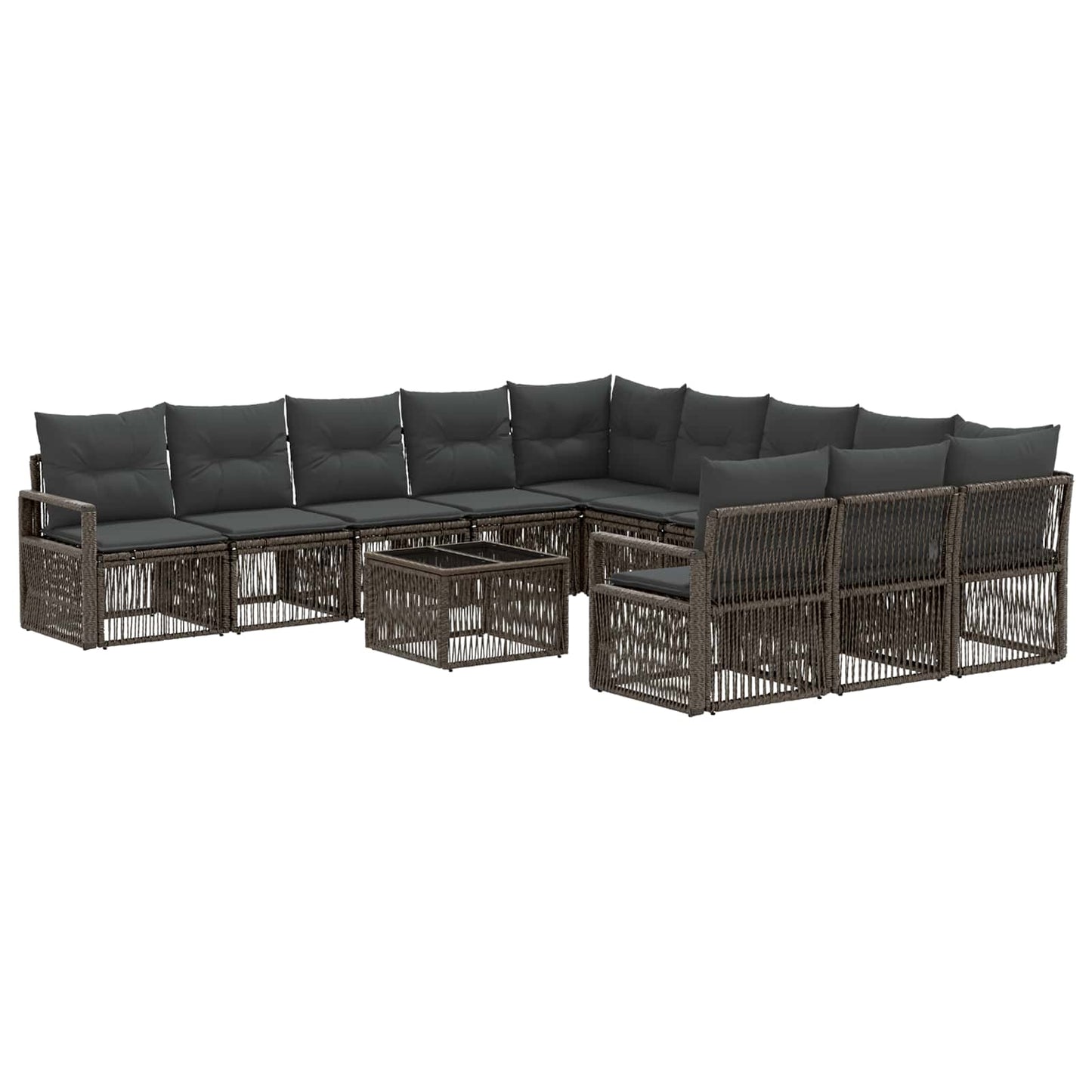 Kerti Kanapé Szett 12 pcs Szürke polirattan