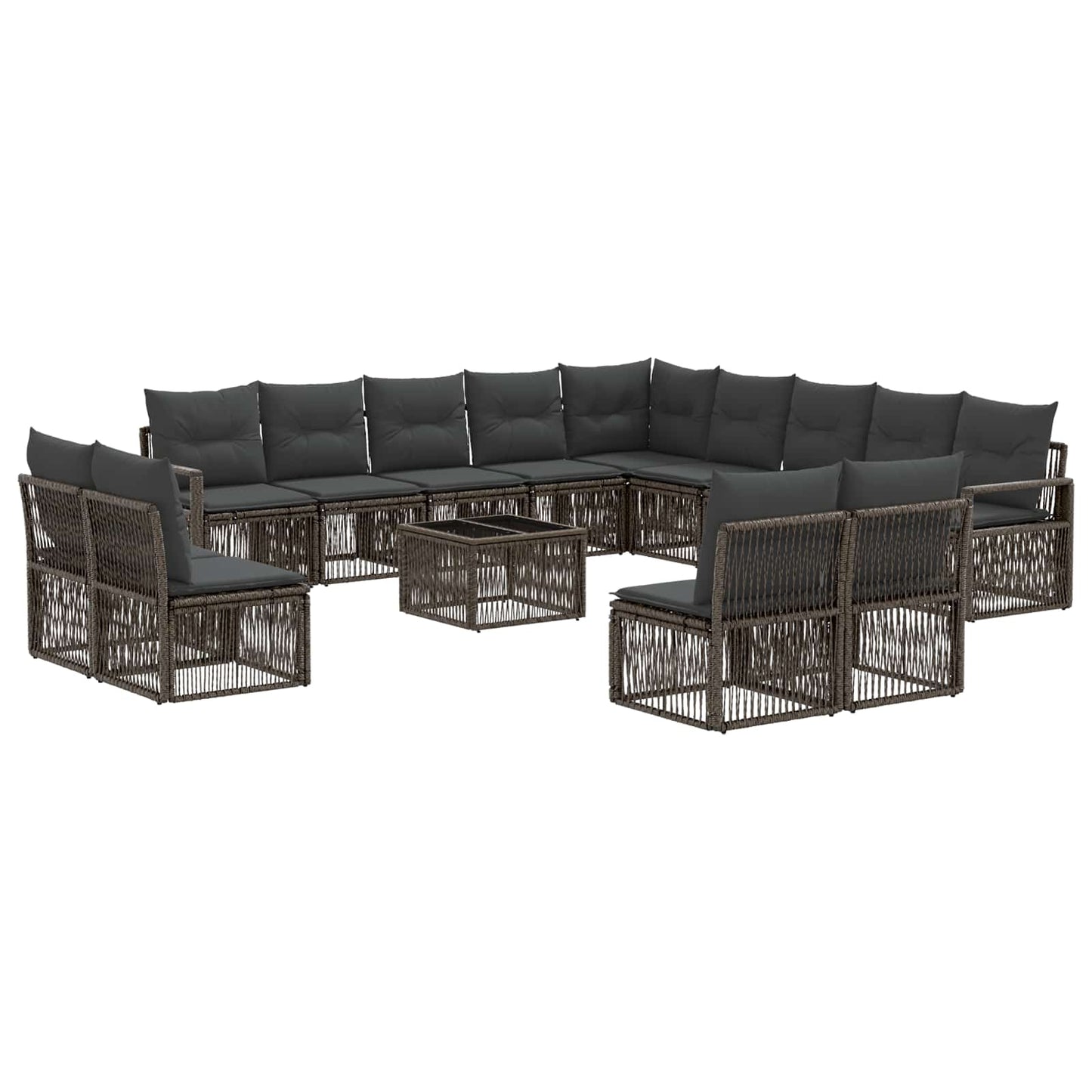 Kerti Kanapé Szett 14 pcs Szürke polirattan