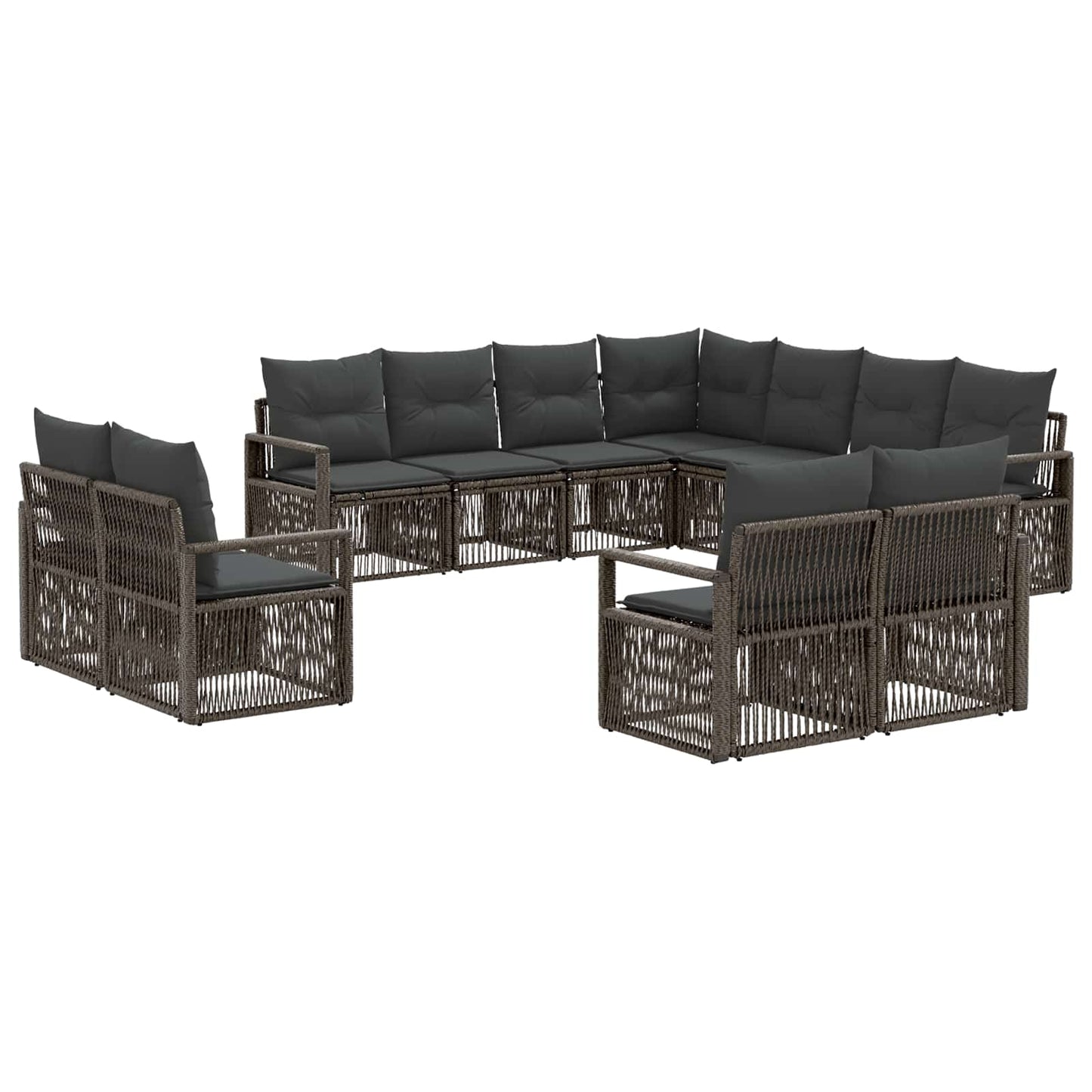 Kerti Kanapé Szett 11 pcs Szürke polirattan