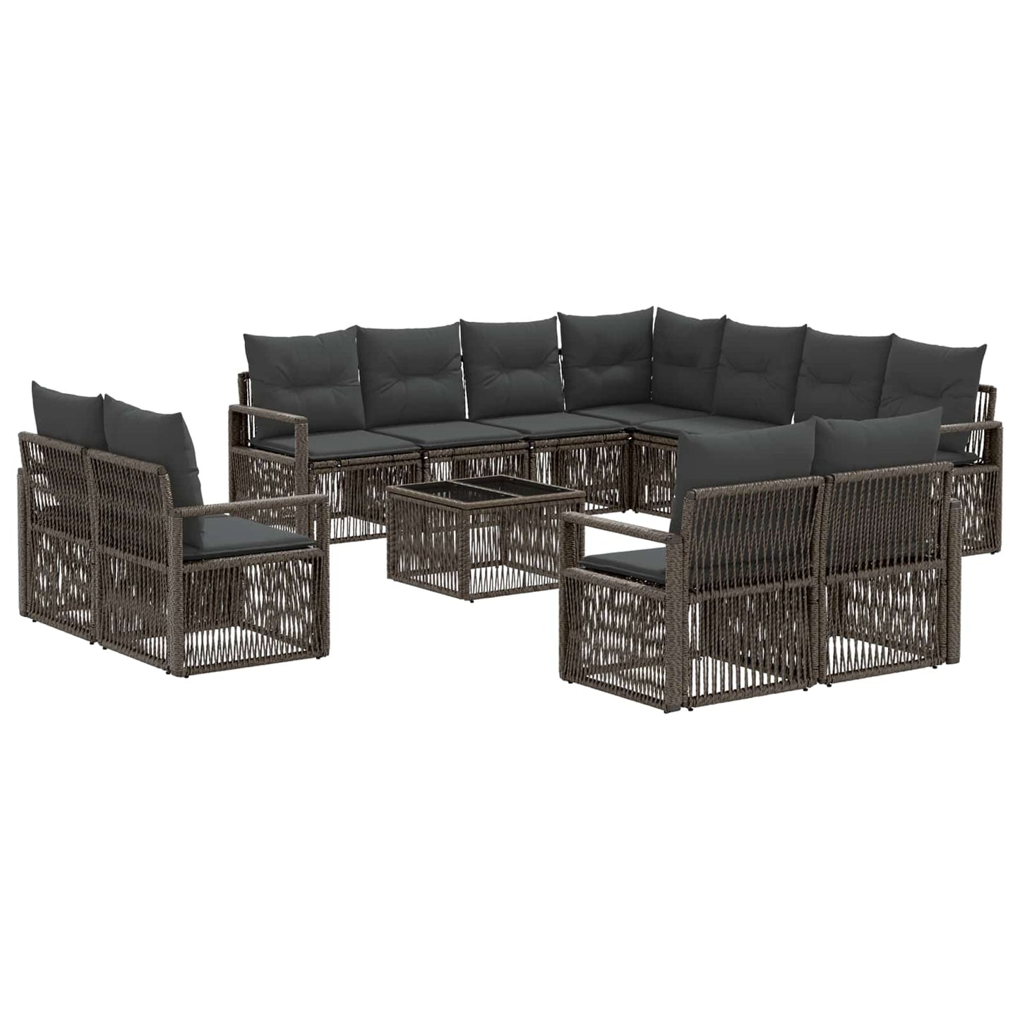 Kerti Kanapé Szett 12 pcs Szürke polirattan