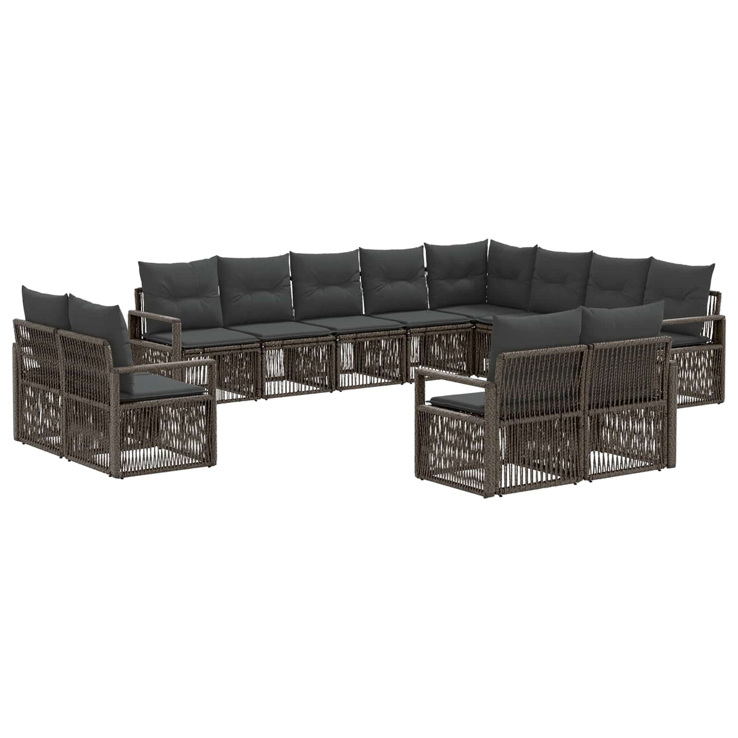 Kerti Kanapé Szett 12 pcs Szürke polirattan