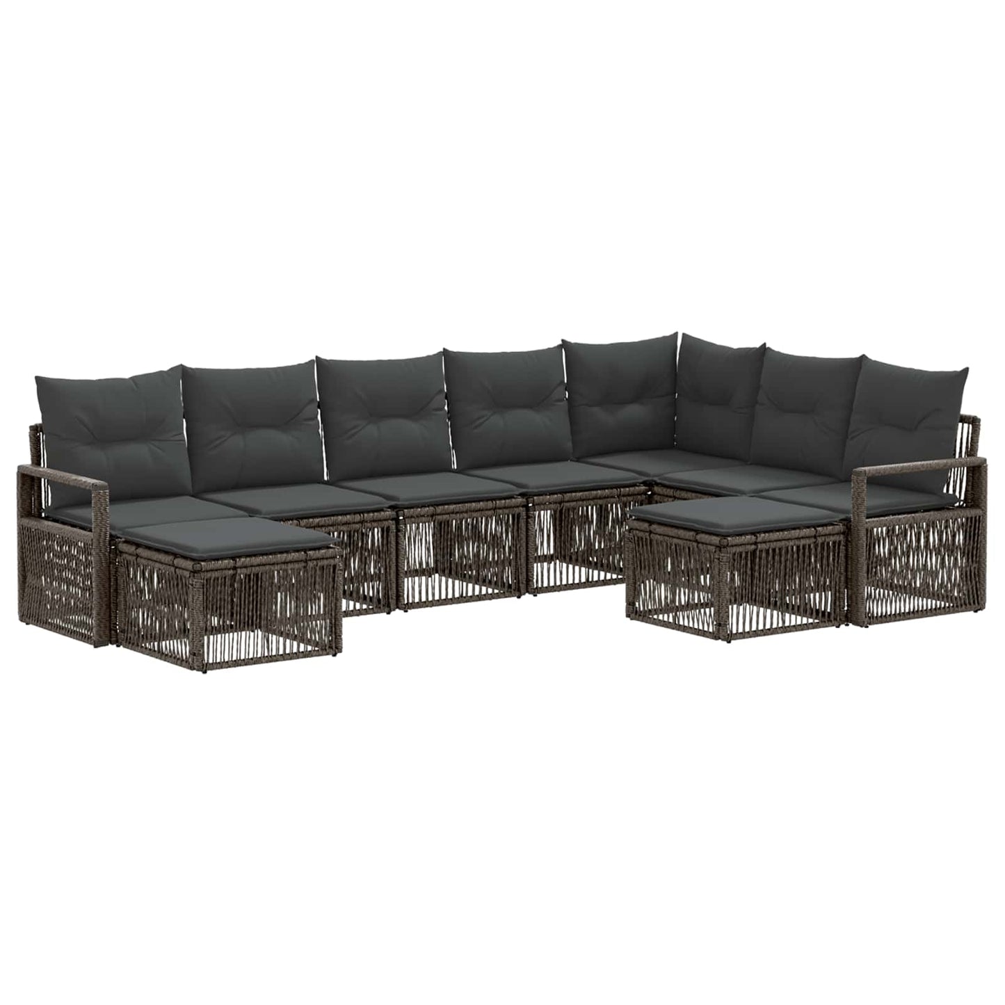 Kerti Kanapé Szett 9 pcs Szürke polirattan