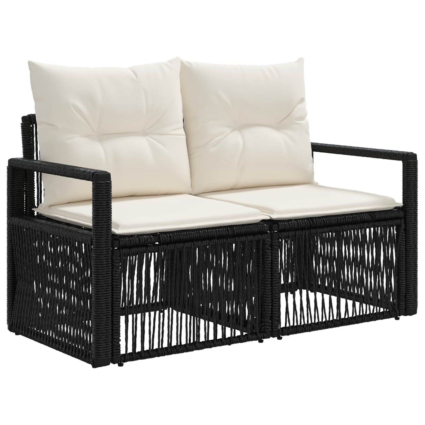 Kerti Kanapé Szett 11 db Fekete polirattan