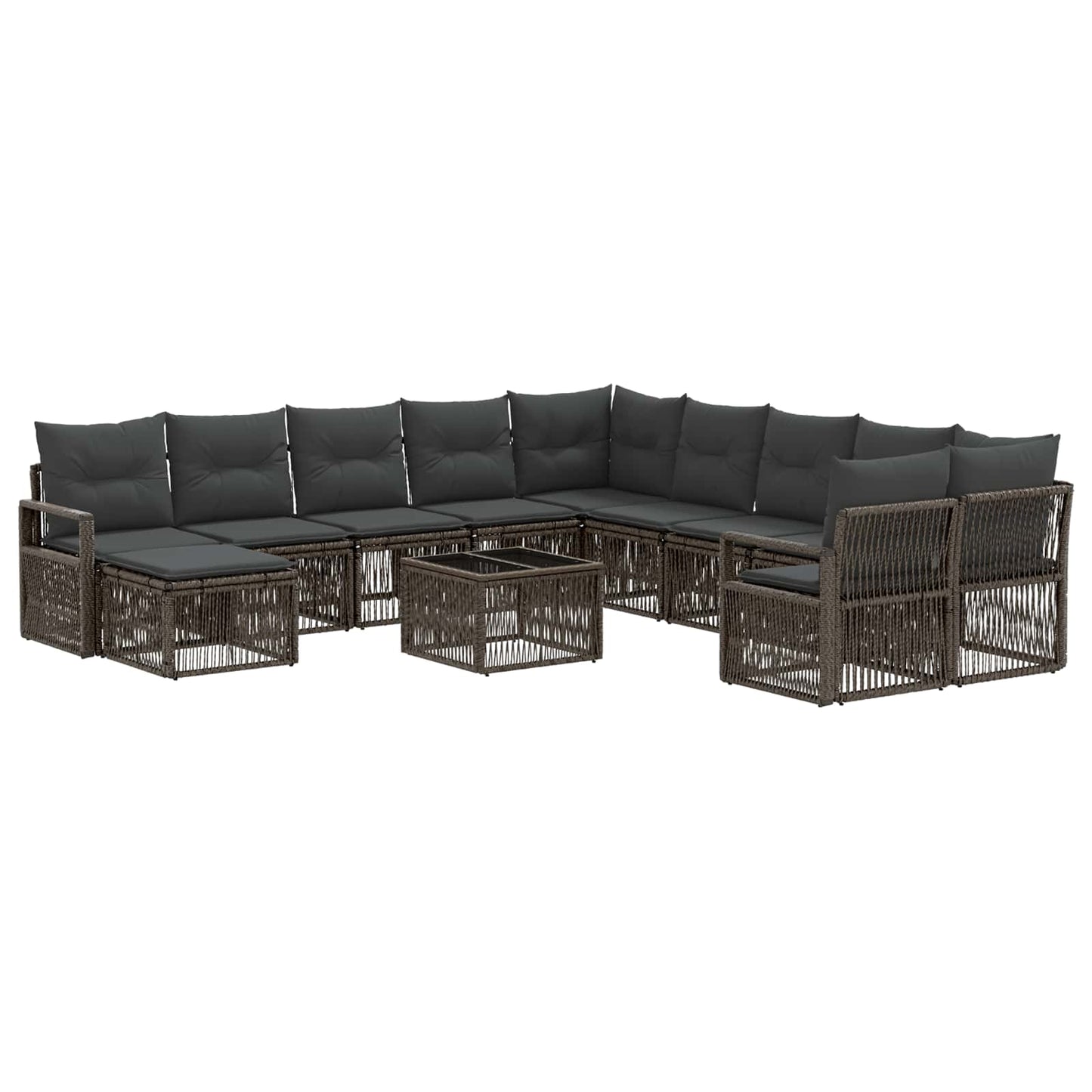 Kerti Kanapé Szett 12 pcs Szürke polirattan