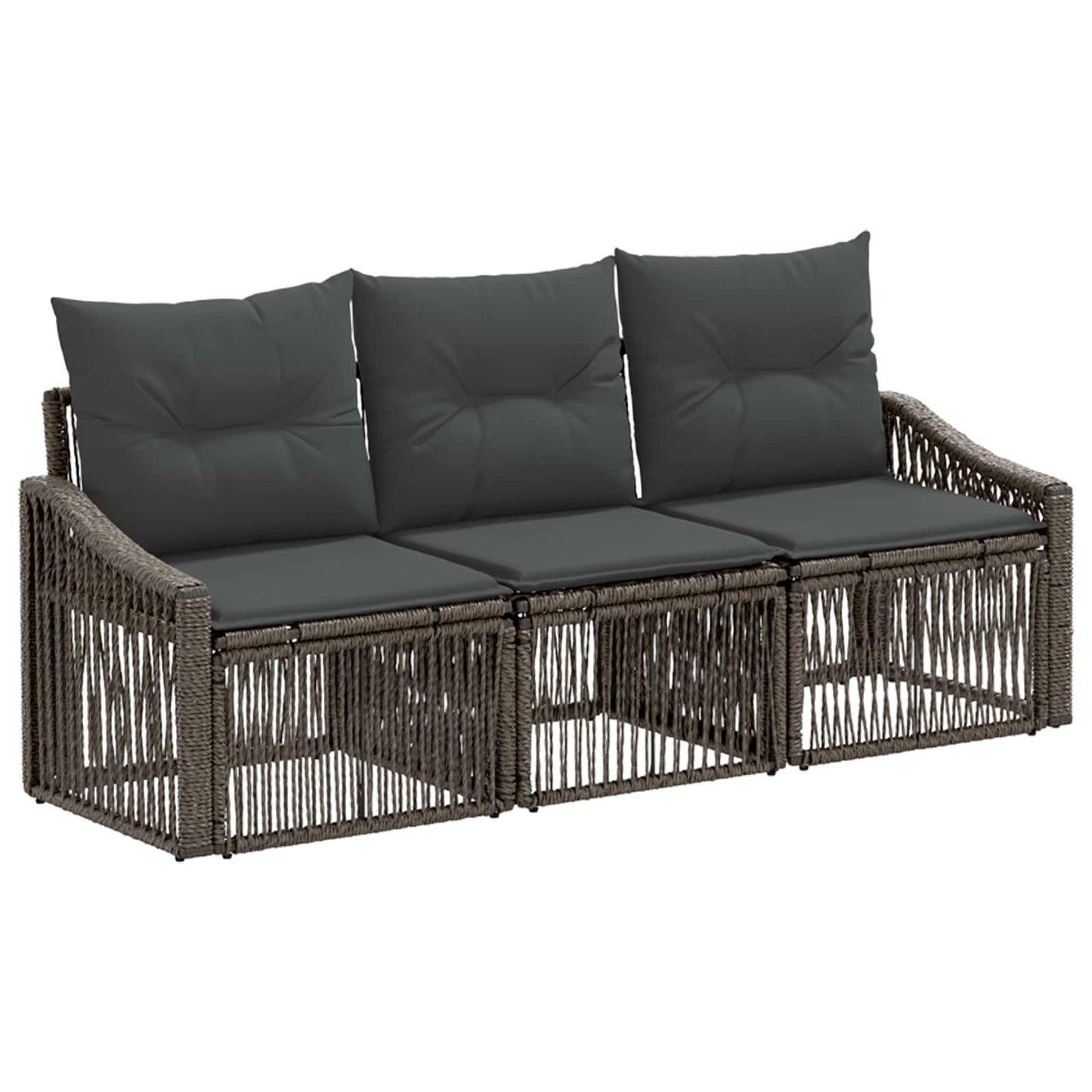 Kerti Kanapé Szett 3 pcs Szürke polirattan