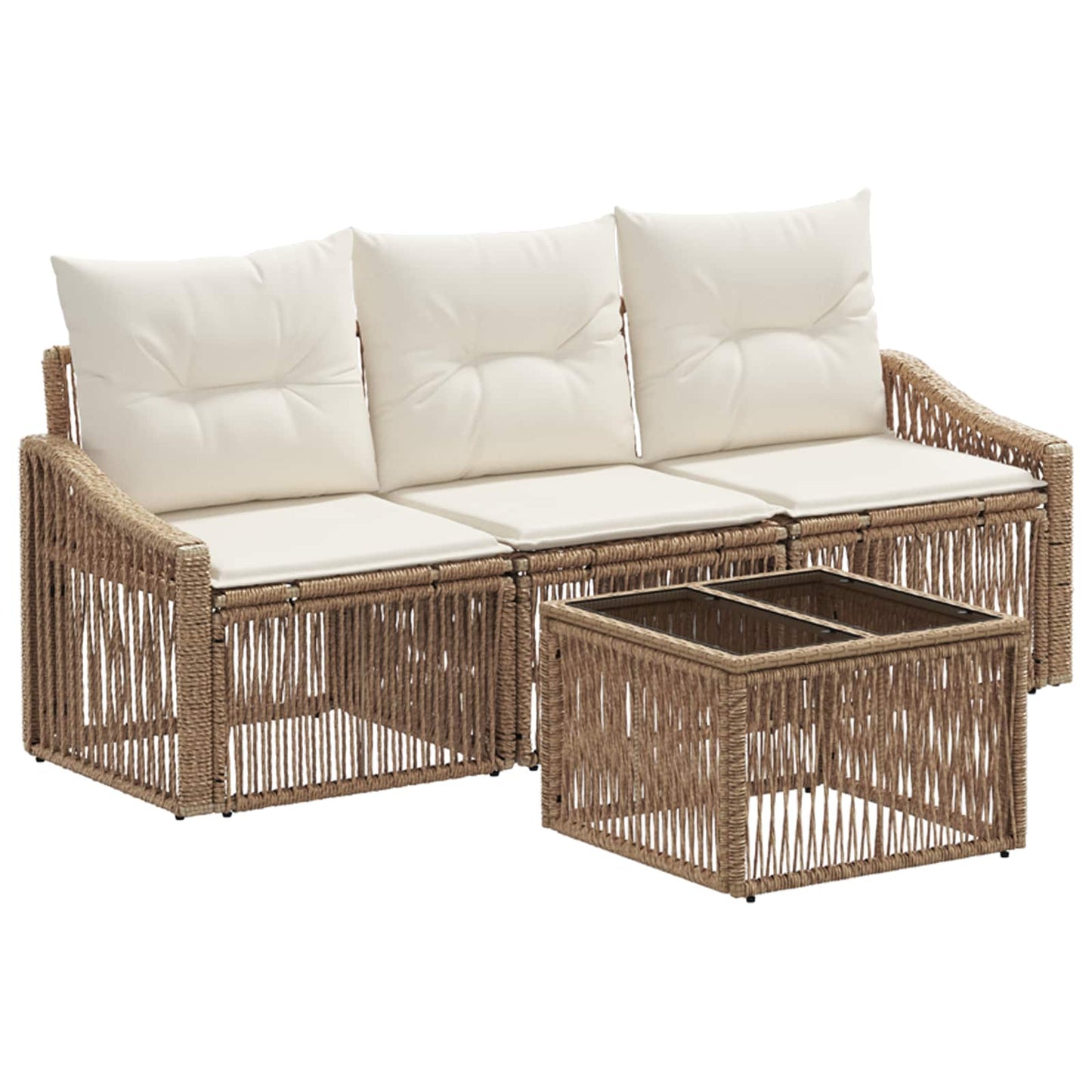 Kerti Kanapé Szett 4 pcs Bézs polirattan