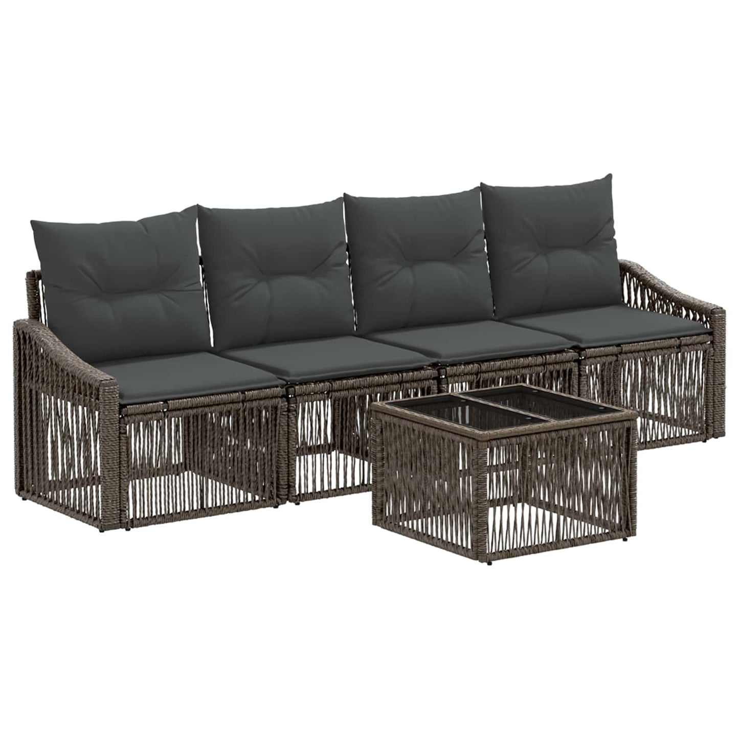 Kerti Kanapé Szett 5 pcs Szürke polirattan